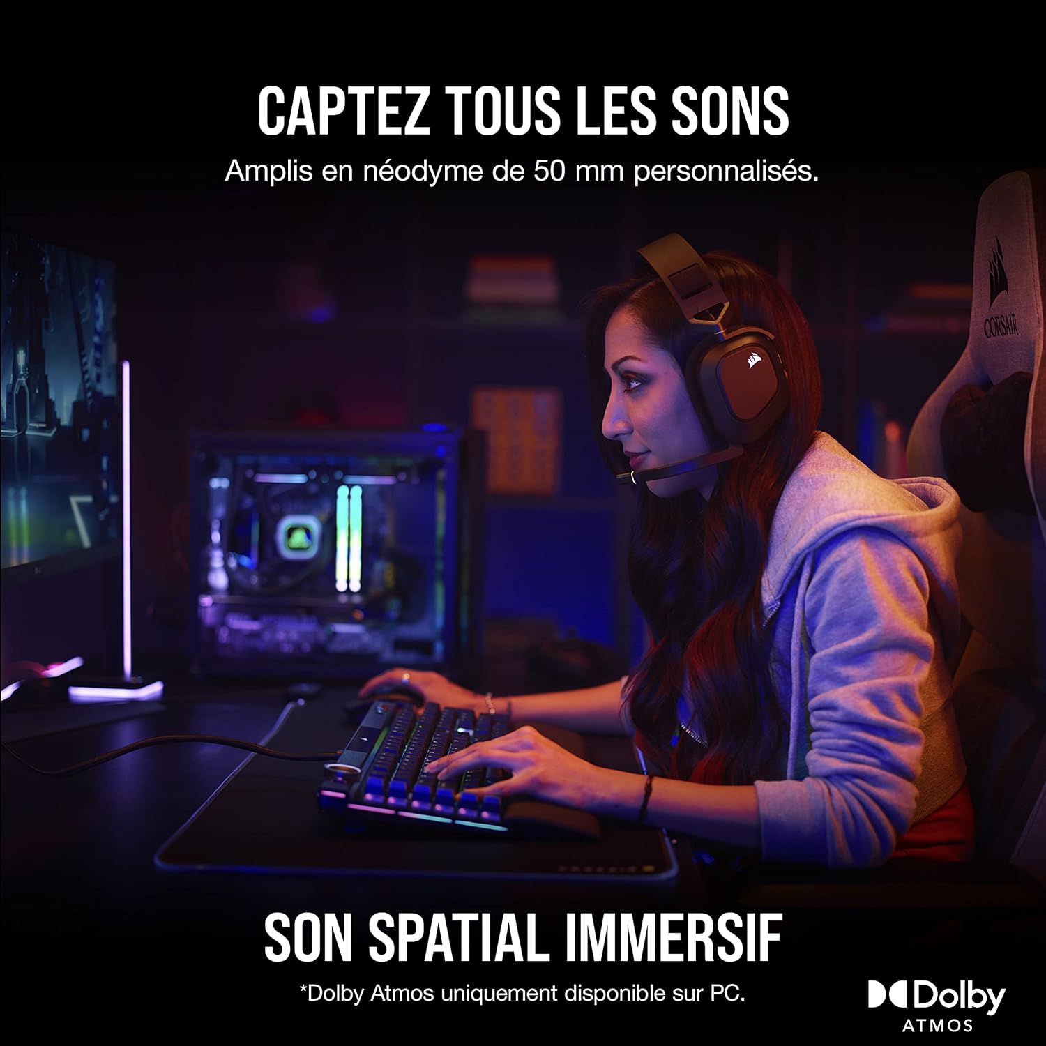 Thumbnail 2 de Corsair HS80 RGB Wireless Casque Gaming