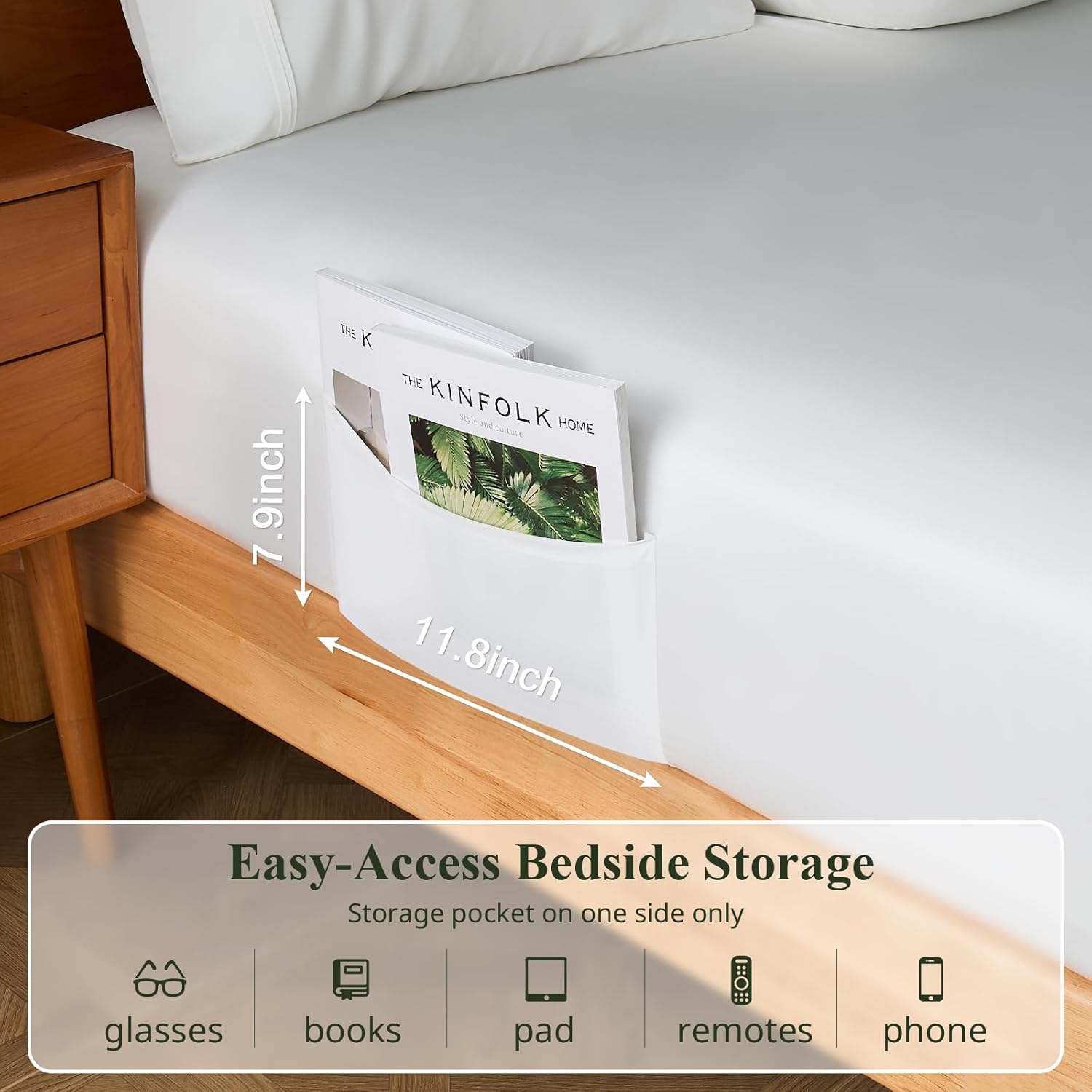 Thumbnail 3 de KRIMANO King Size Sheet Set (100% Viscose Derived from Bamboo) — Cooling, Deep-Pocket 4-Piece White