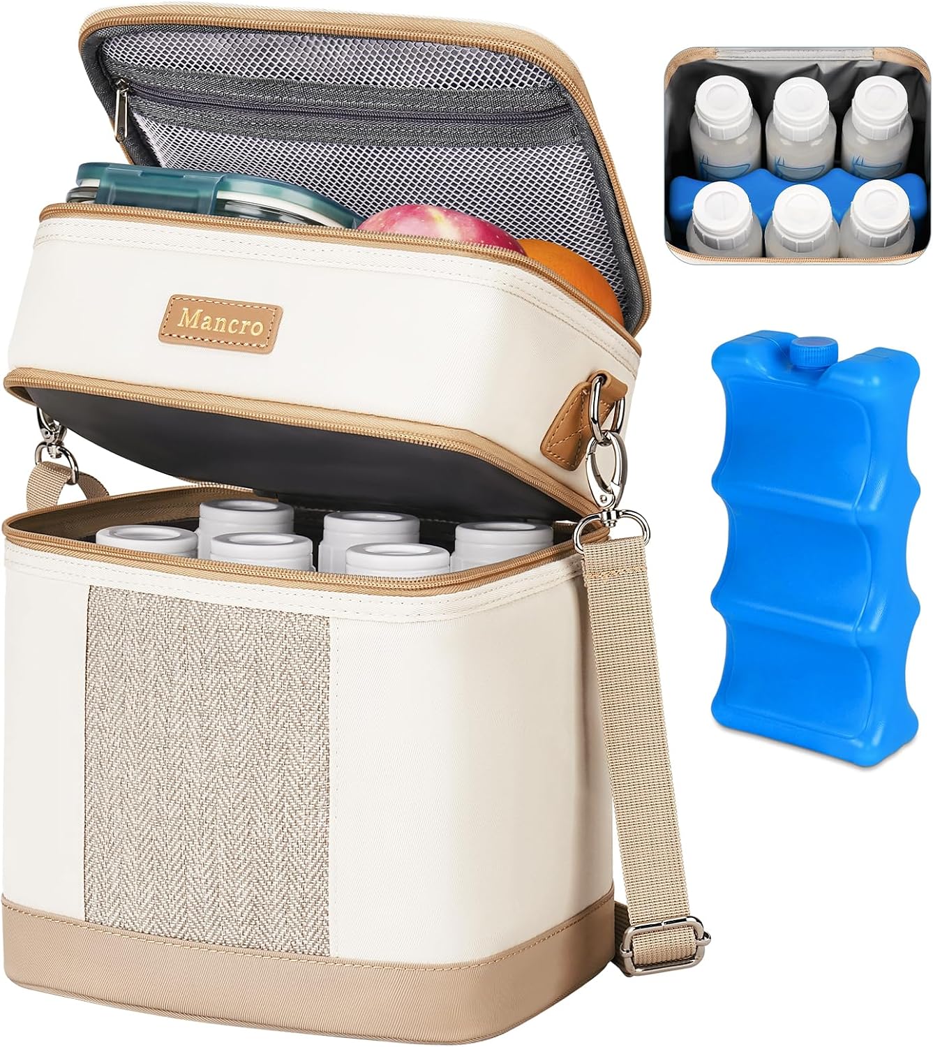 Mancro Double Layer Breast Milk Cooler Bag for 6 bottles