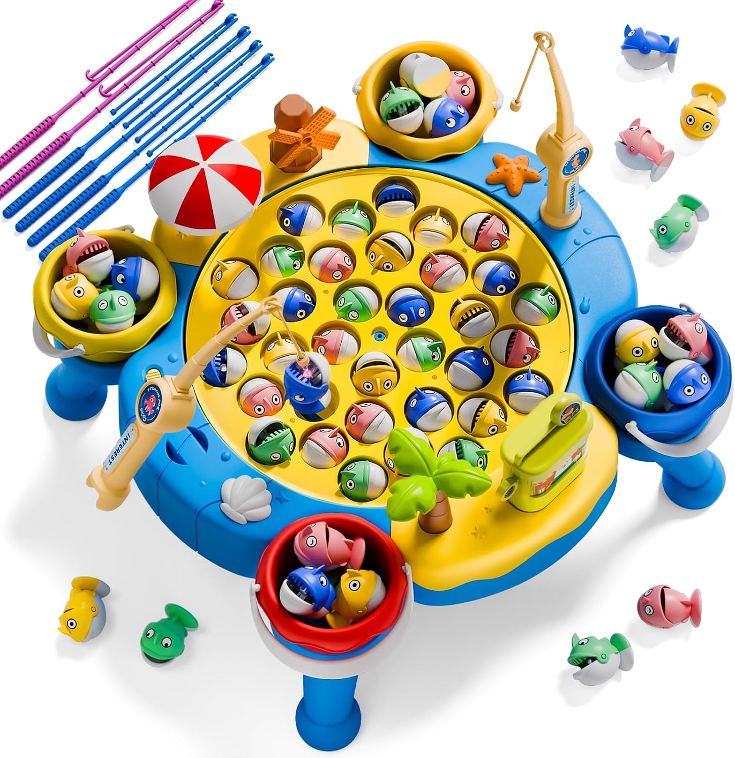 Detalle de Orange Ocean 70-Piece Magnetic Fishing Table Game for Kids (Ages 3–5/4–6, 1–8 Players)