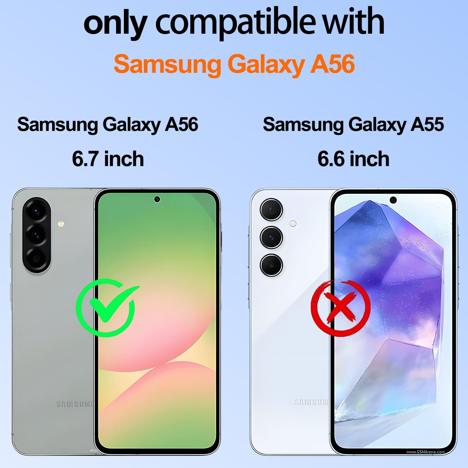 Thumbnail 1 de Gritup Slim Fit Case for Samsung Galaxy A56 5G (6.7-Inch) with Built-in Ring Kickstand, 2 HD Screen Protectors – Black
