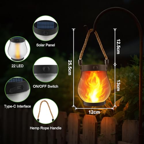 Thumbnail 5 de Facarler Farolillos Solares Exterior IP65: Llama 3D, carga híbrida y diseño vintage para jardines