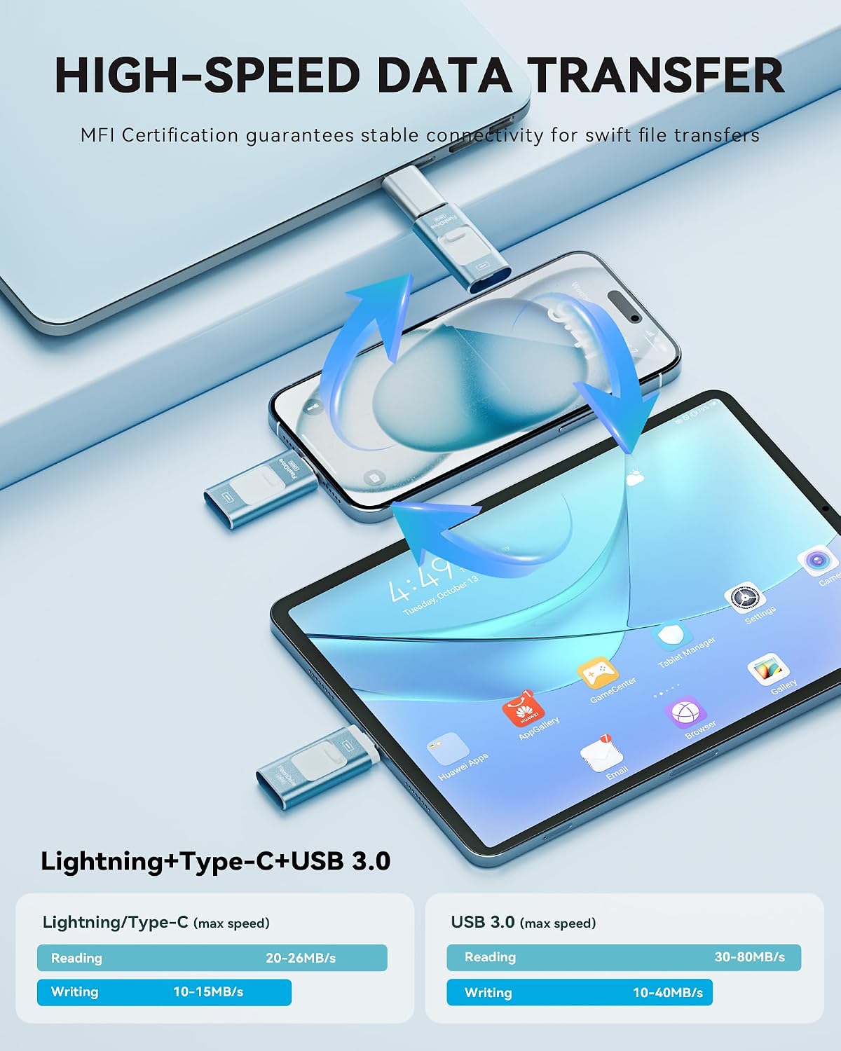 Thumbnail 4 de ROSPE USB Stick 256GB for iPhone—MFi Certified Lightning Flash Drive