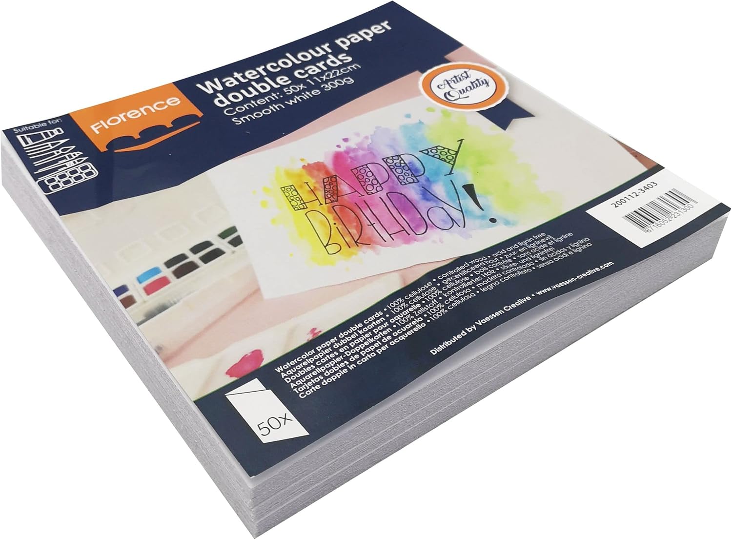 Thumbnail 4 de Florence Cartes Pliantes Papier Aquarelle Lisse – 11 x 22 cm, 50 feuilles, 300 g/m², Blanc