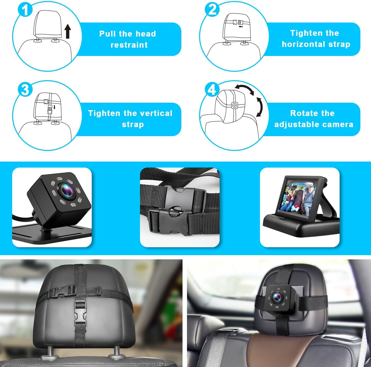 Detalle 2 de Shynerk Baby YB-403CA Car Baby Monitor with 4.3-Inch Display and Night Vision