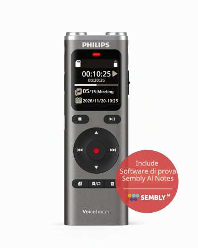 Detalle de PHILIPS DVT2075 VoiceTracer: registratore audio con microfoni stereo e AI Sembly in prova