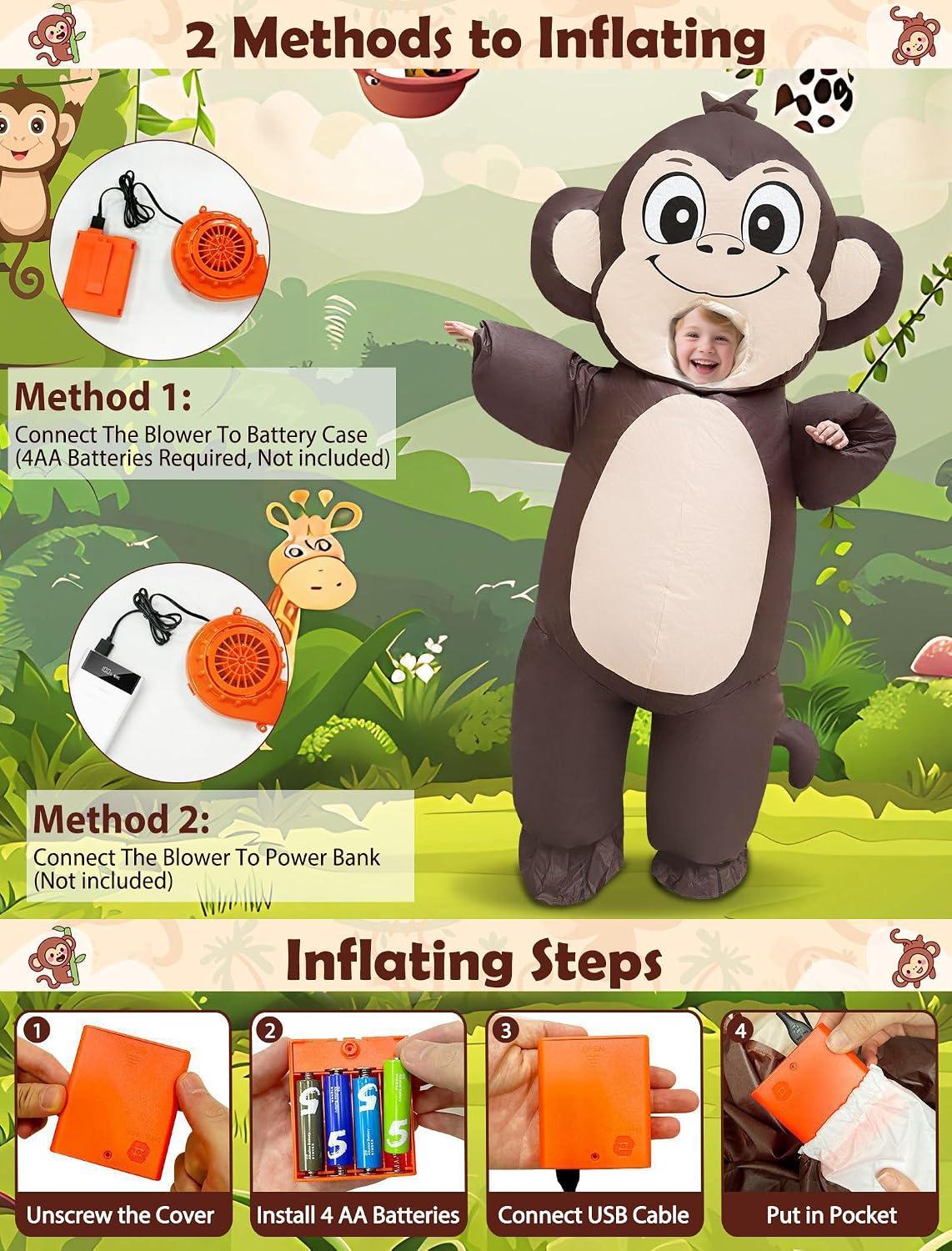 Detalle de Camlinbo Inflatable Monkey Costume in Polyester