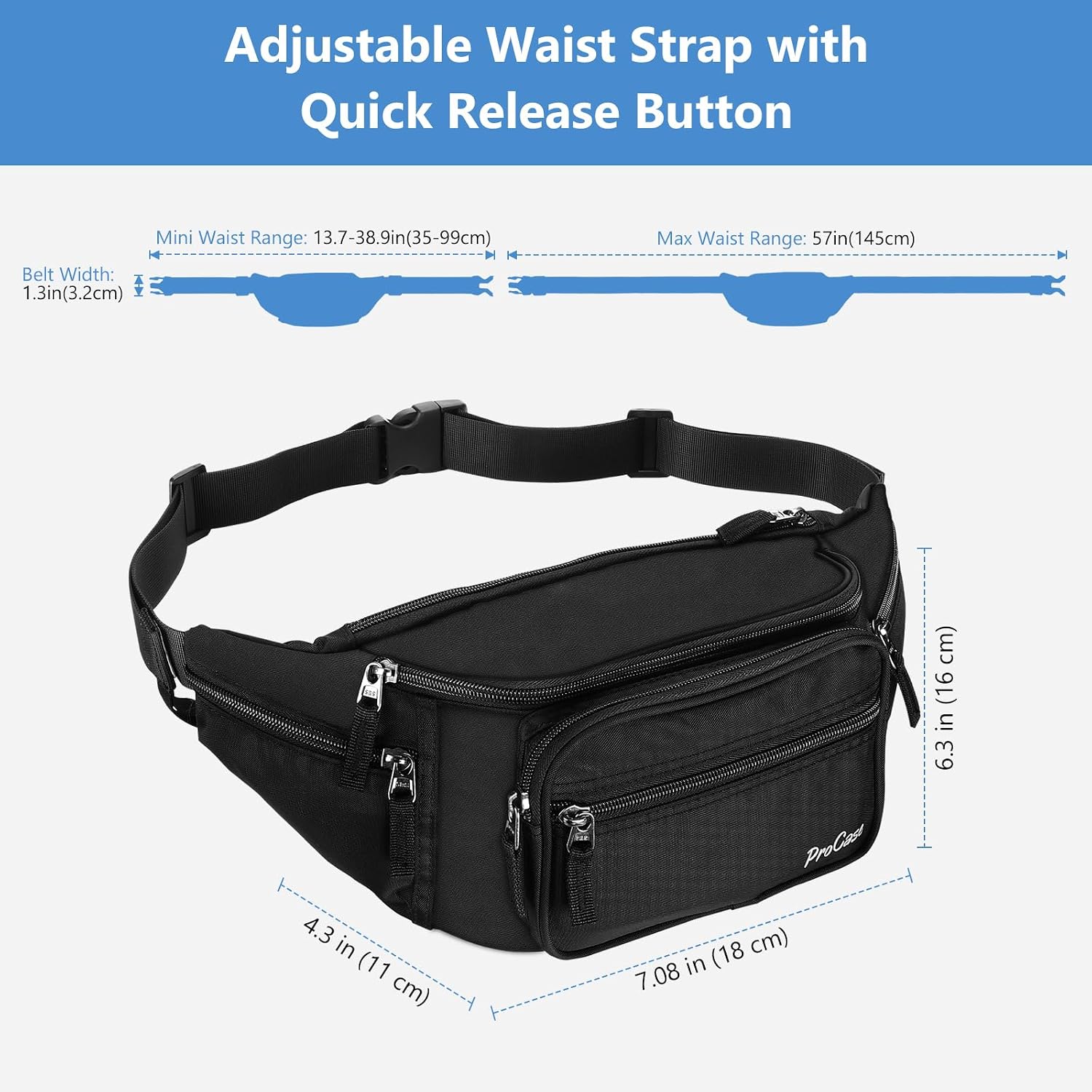 Thumbnail 5 de ProCase Große Bauchtasche 6 Taschen