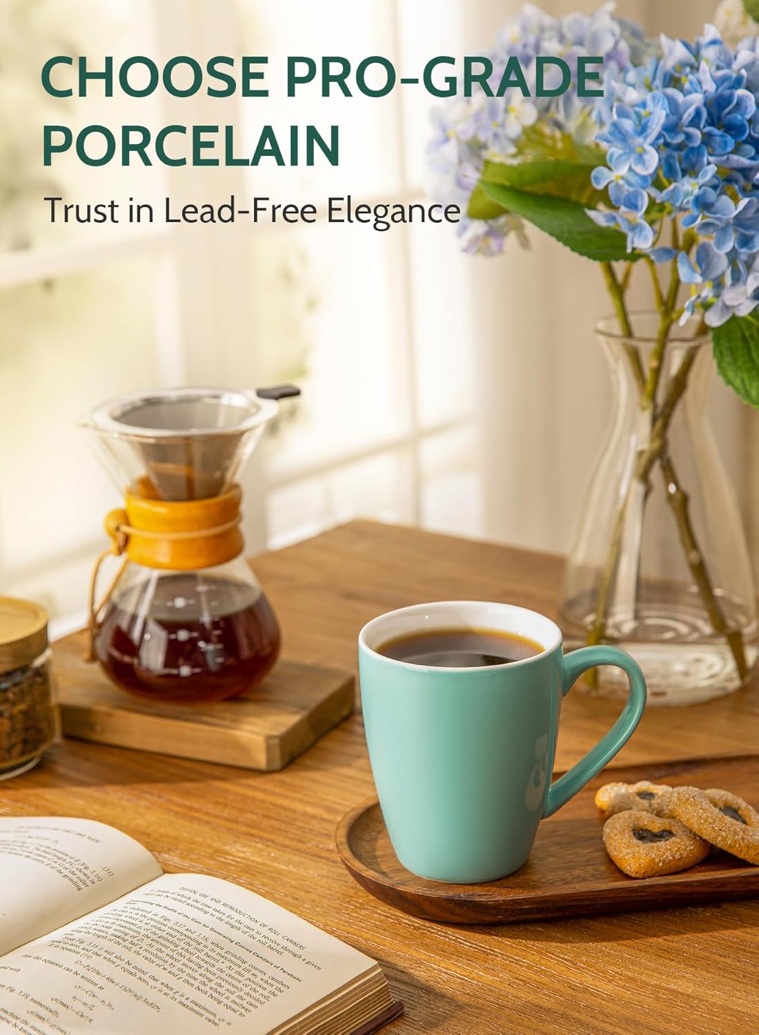 Detalle de Sweese Porcelain Coffee Mugs, 16 oz Set of 6 (Lead-Free) for Latte, Hot Tea, Cappuccino & More