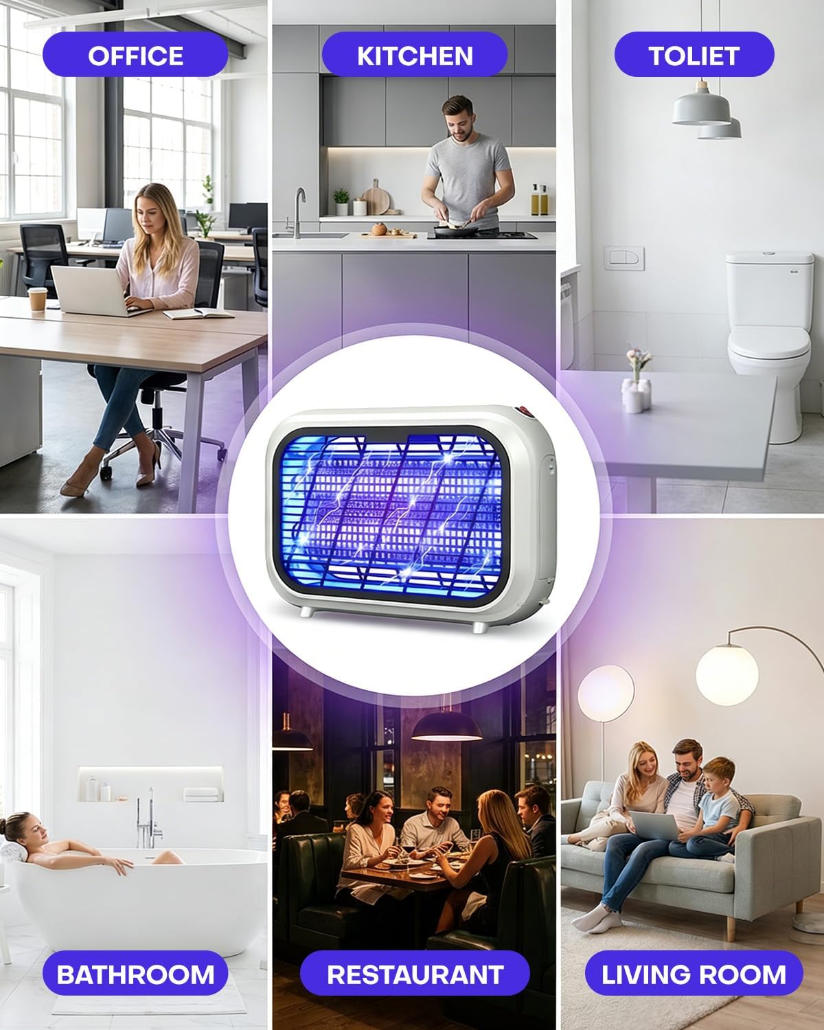 Thumbnail 6 de 20W Bug Zapper Indoor with 2500V Dual-Layer Grid and 2 UV Lights