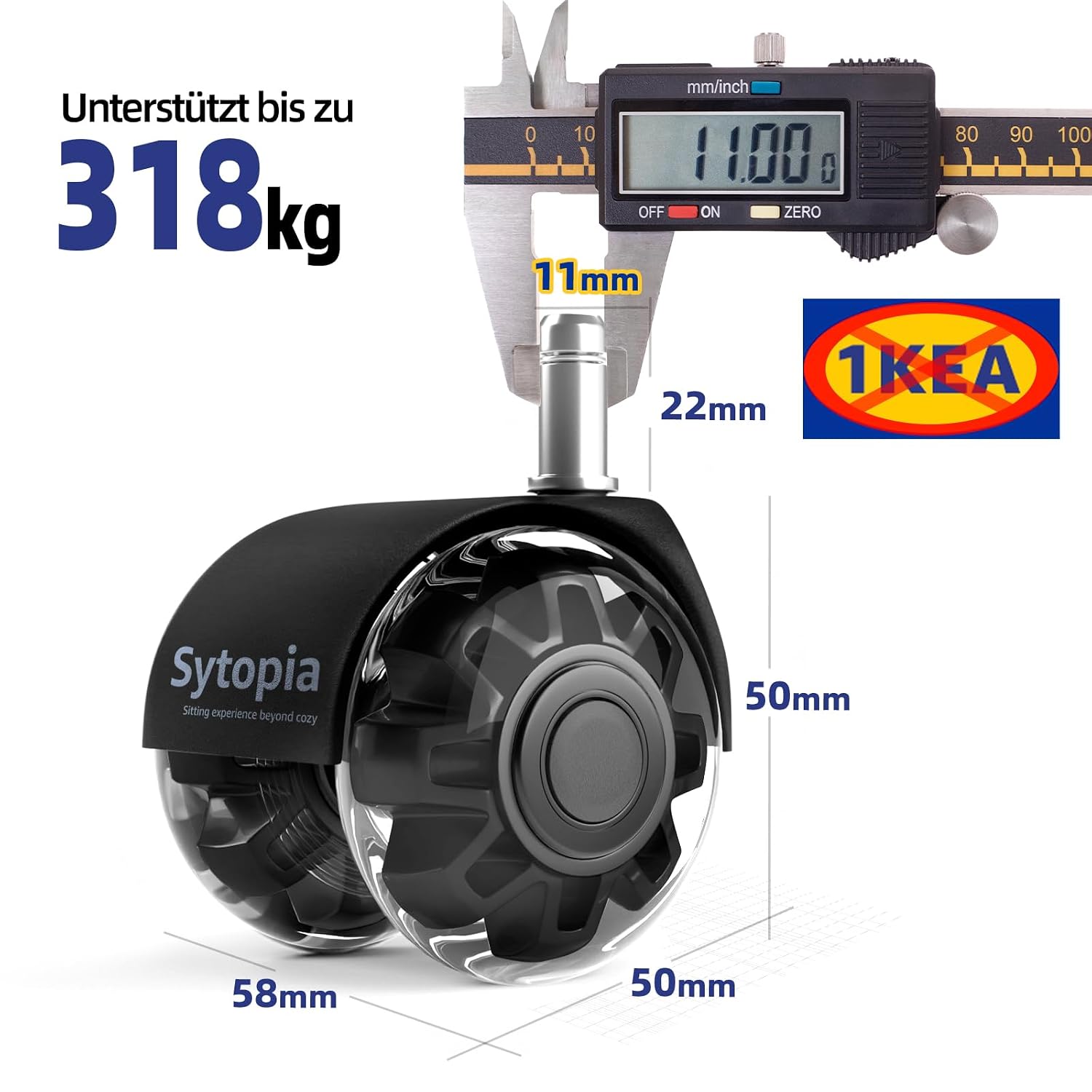 Detalle 2 de Sytopia Bürostuhl Rollen 11 x 22 mm 5er Set