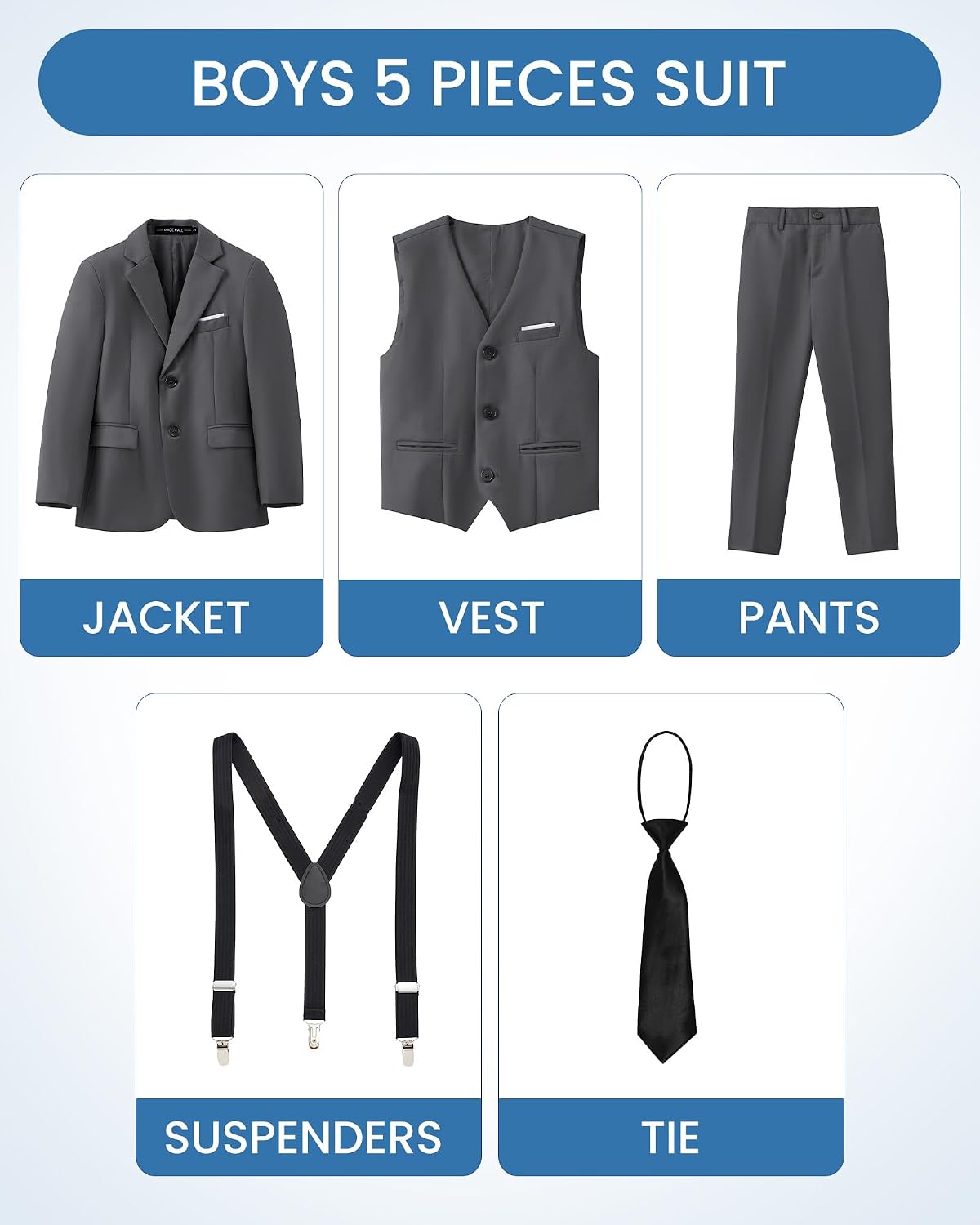 Detalle 2 de MAGE MALE Boys' Formal Suit Set in Polyester Blend