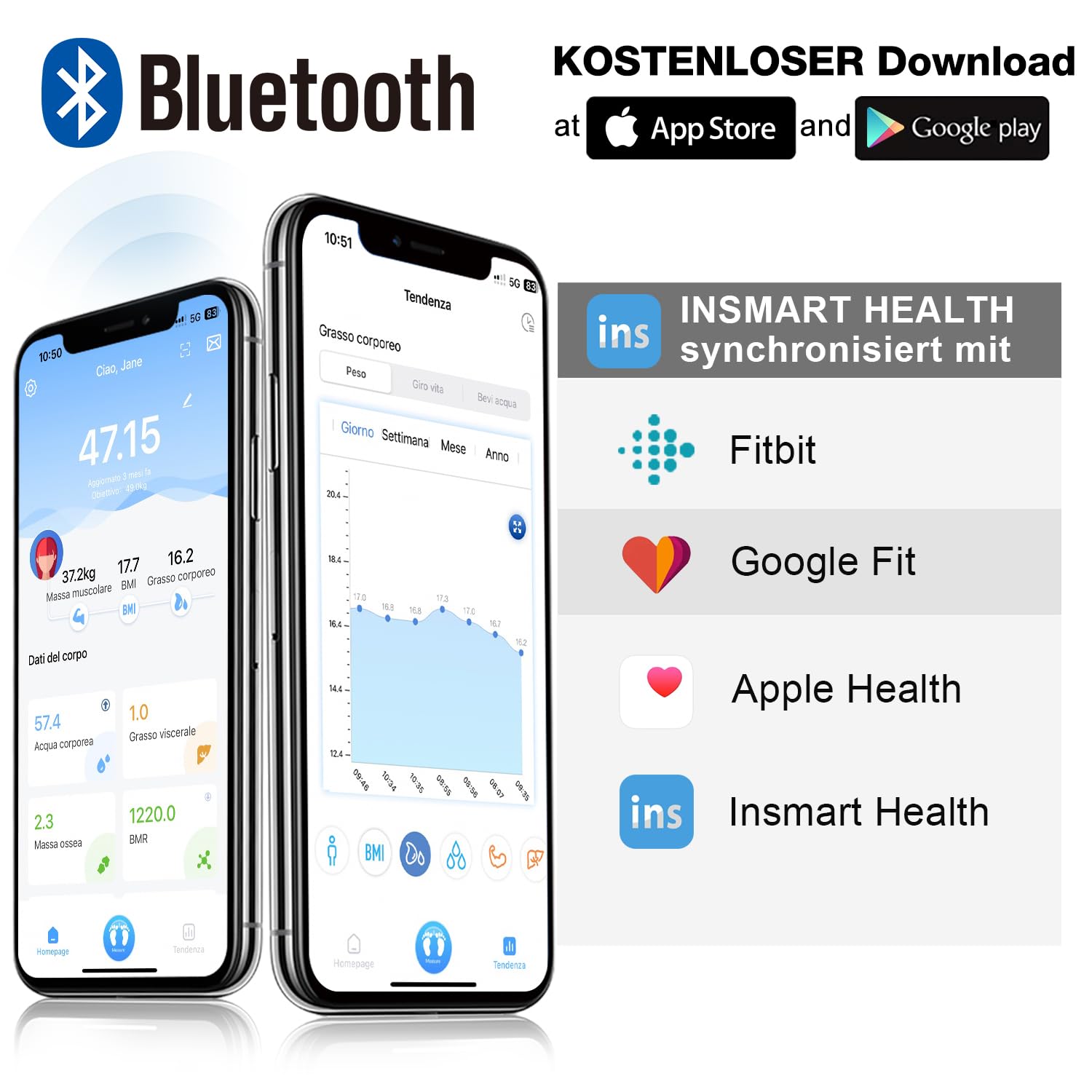 Thumbnail 4 de INSMART Personenwaage Digital – Bluetooth Körperdatenwaage mit umfassender Analyse