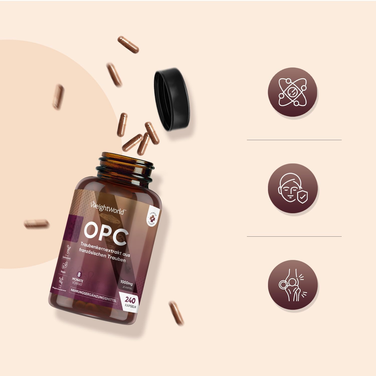 Thumbnail 5 de WeightWorld OPC Kapseln mit 95% OPC aus französischen Traubenkernen – 240 Kapseln à 250 mg