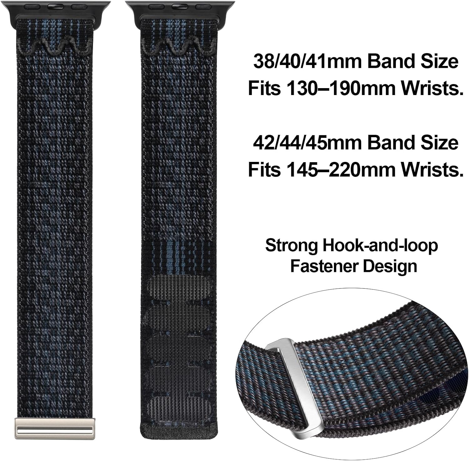 Detalle de GZ GZHISY Sport Loop Nylon Band for Apple Watch (38mm–49mm, Ultra 2, Series 9/8/7/6 SE/5/4/3/2/1)