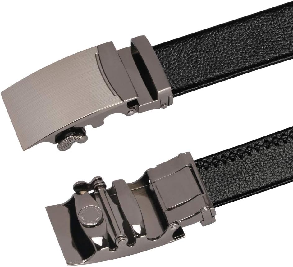 Detalle 2 de flintronic Herren-Gürtel aus Leder mit Automatik-Schließe, 3,5 cm Breite – Schwarz (inkl. Schlüsselbund & Geschenkbox)