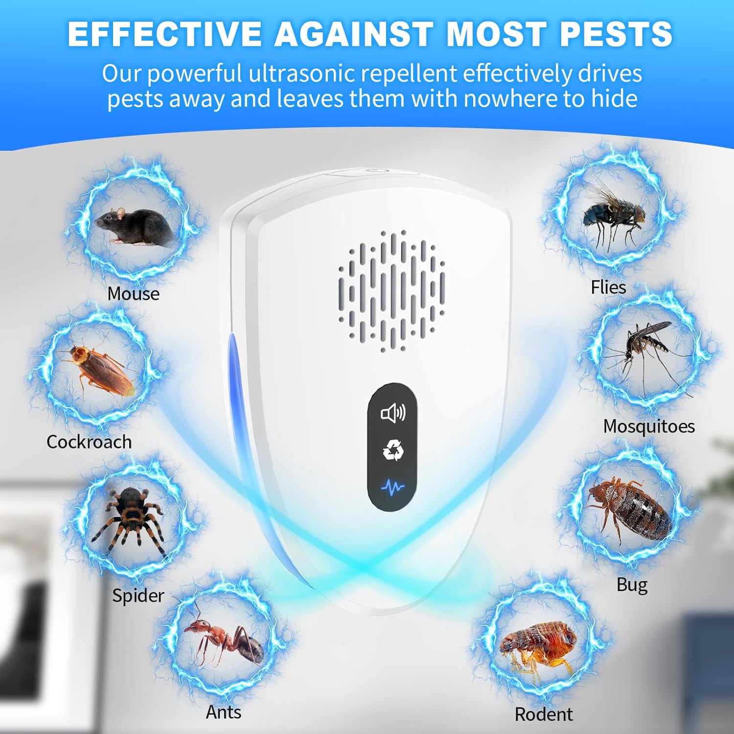 Thumbnail 1 de Ultrasonic Plug-In Pest Repeller (Updated 2026) — 3 Switch Modes, 6-Pack Indoor Mouse & Insect Deterrent