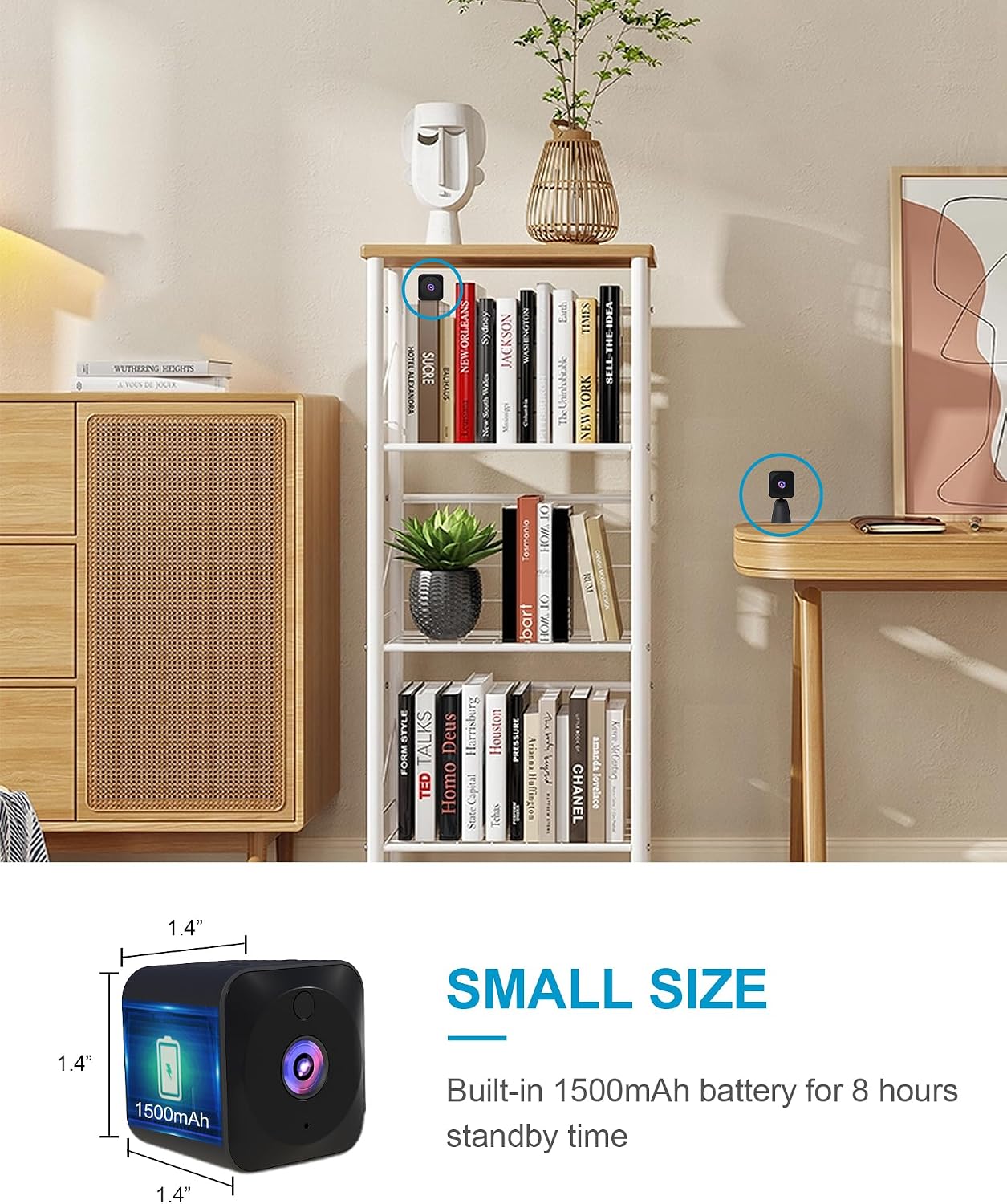 Detalle 2 de AOBOCAM Mini WiFi Spy Camera 4K, 6H battery