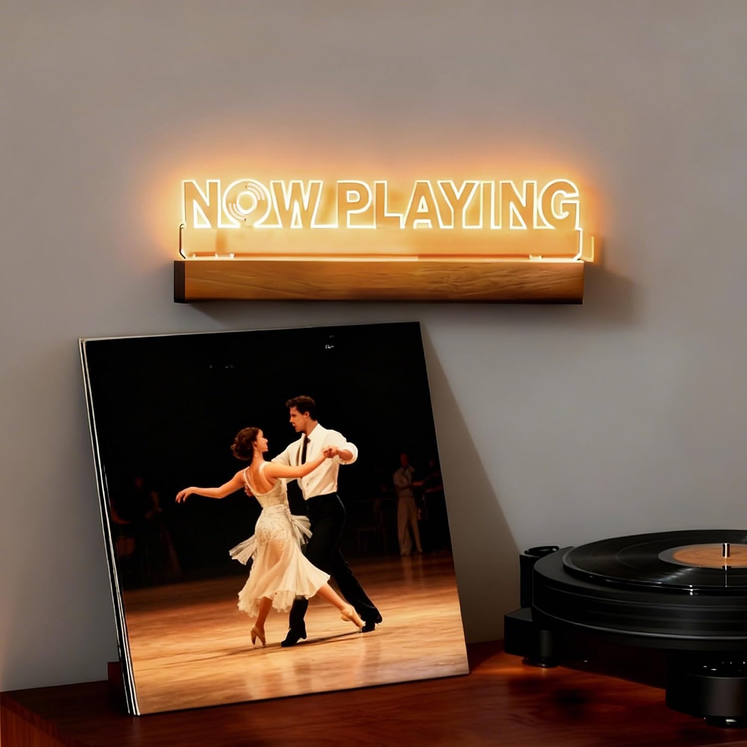 Detalle de Rodioer WPDS01-05 Vinyl Record Display Stand, 5 mm Acrylic, Adjustable Light