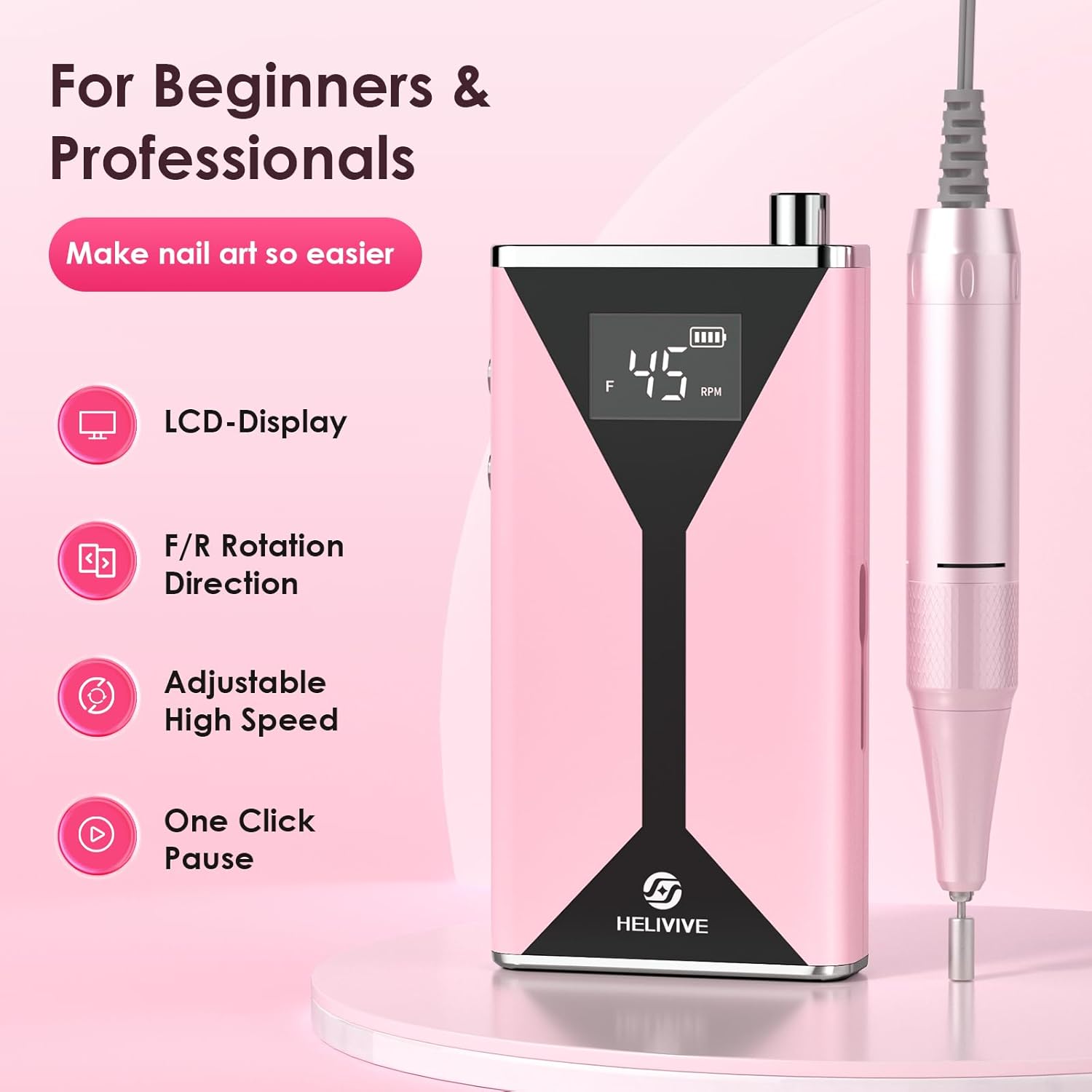 Thumbnail 6 de HELIVIVE Nail Drill 45000 RPM 💅