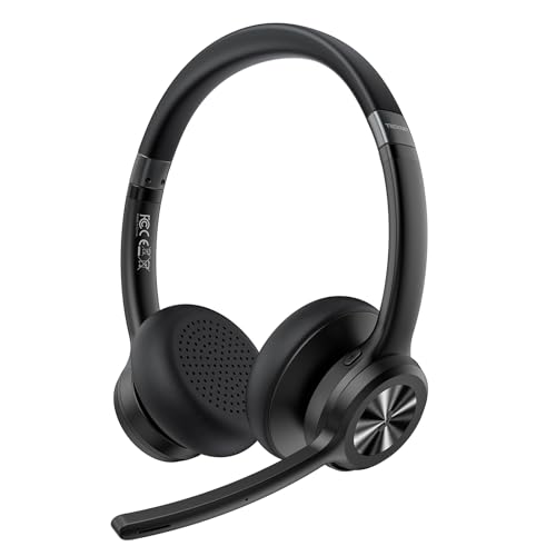 Detalle de TECKNET Wireless Headphones with Microphone – Noise-Cancelling Mic, Long Battery Life and USB DUO Connectivity
