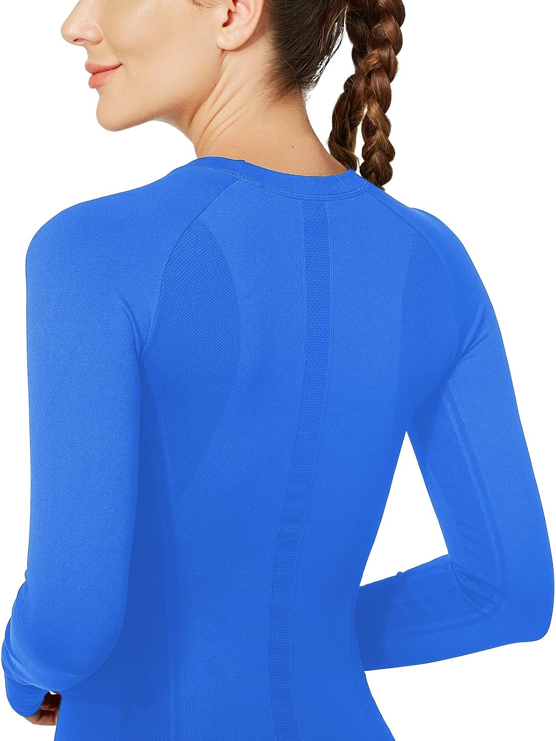 Detalle de MathCat Long-Sleeve Workout Shirt for Women, Quick-Dry Seamless Stretch Top