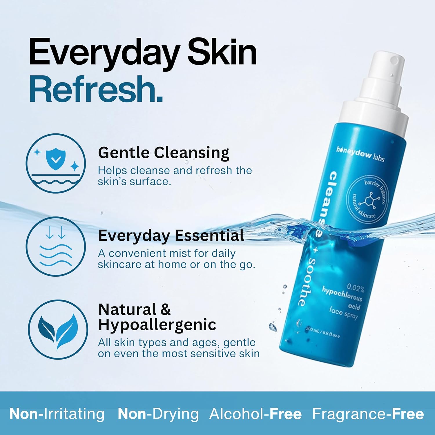 Detalle 2 de Honeydew Labs Hypochlorous Acid Spray, 6.8 oz Facial Cleanser with 0.02% HOCl
