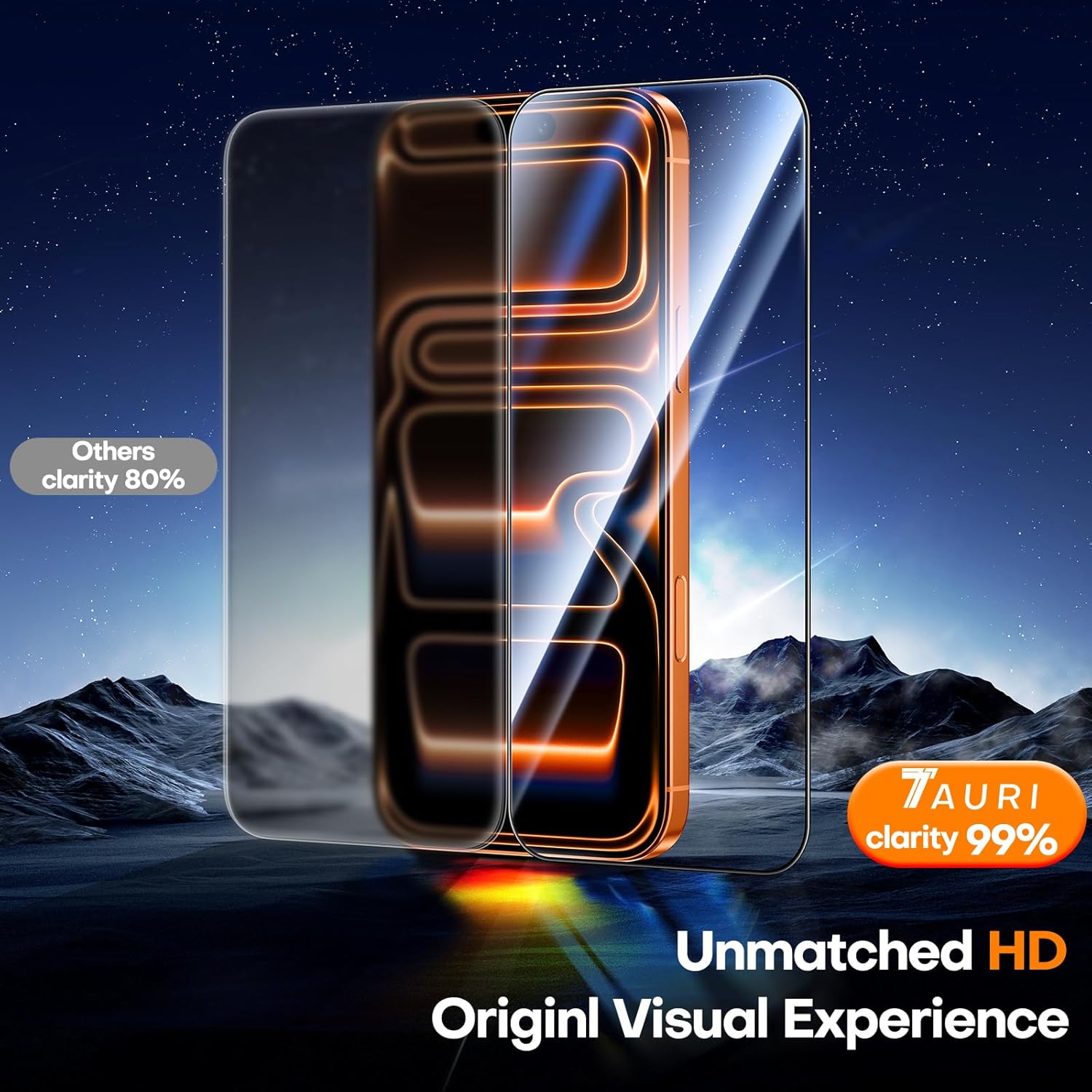 Thumbnail 1 de TAURI Designed for iPhone 17 Pro screen protector – 2-pack 9H tempered glass + dust-free installation tool