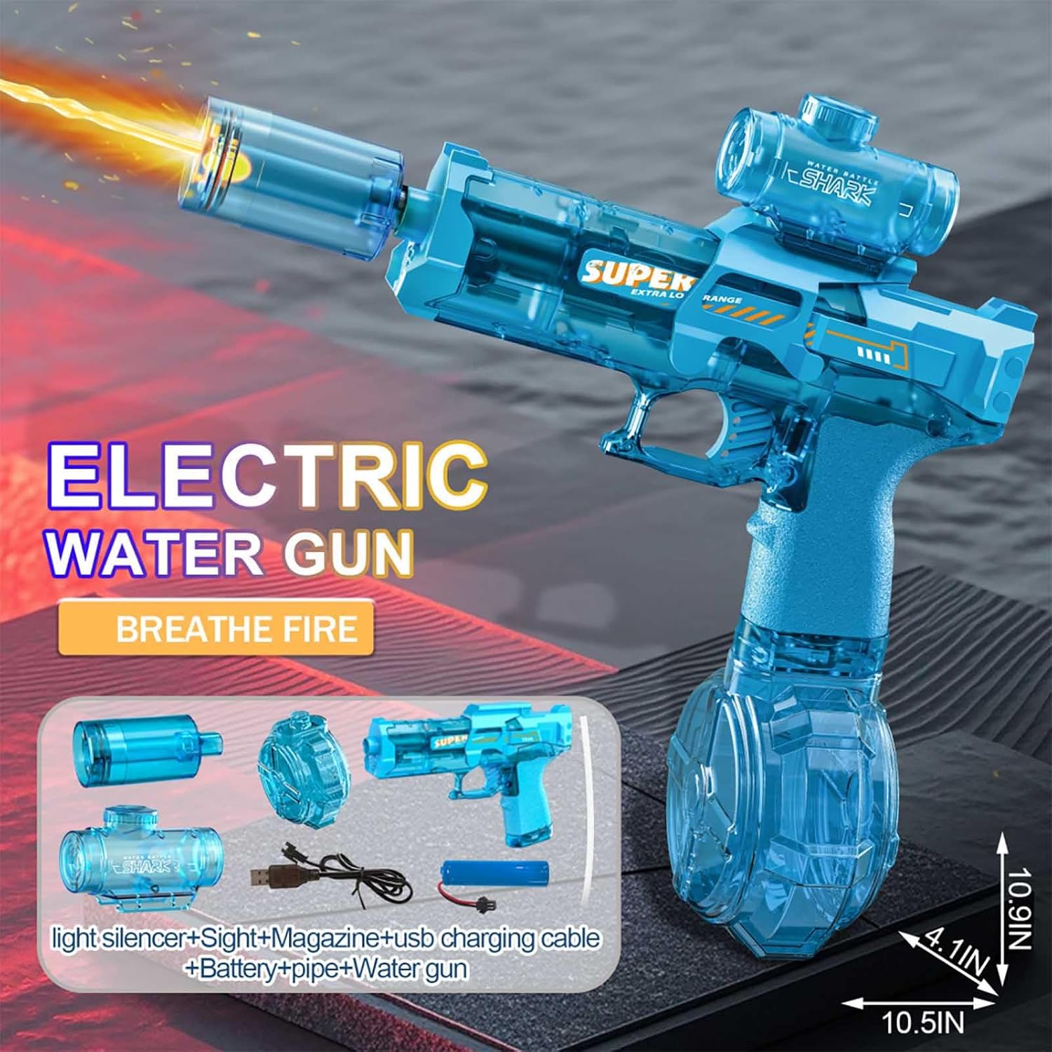 Detalle de Electric Water Guns: High-Volume, Long-Distance Water Pistols with LED Lights (Blue)