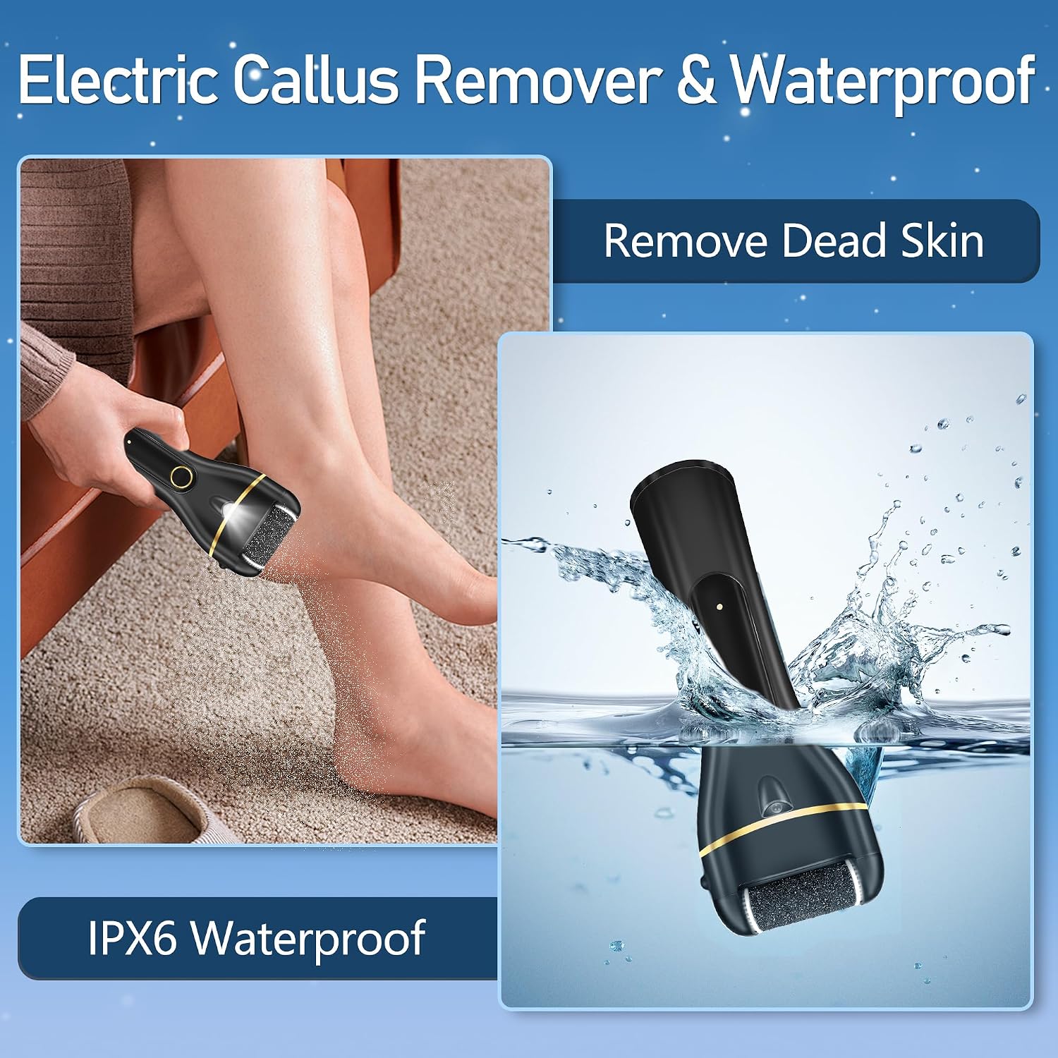 Detalle de Jamestry Callus Remover for Feet — Electric Foot File with 3 Rollers, 2 Speeds, Waterproof Design and 17-in-1 Pedicure Kit