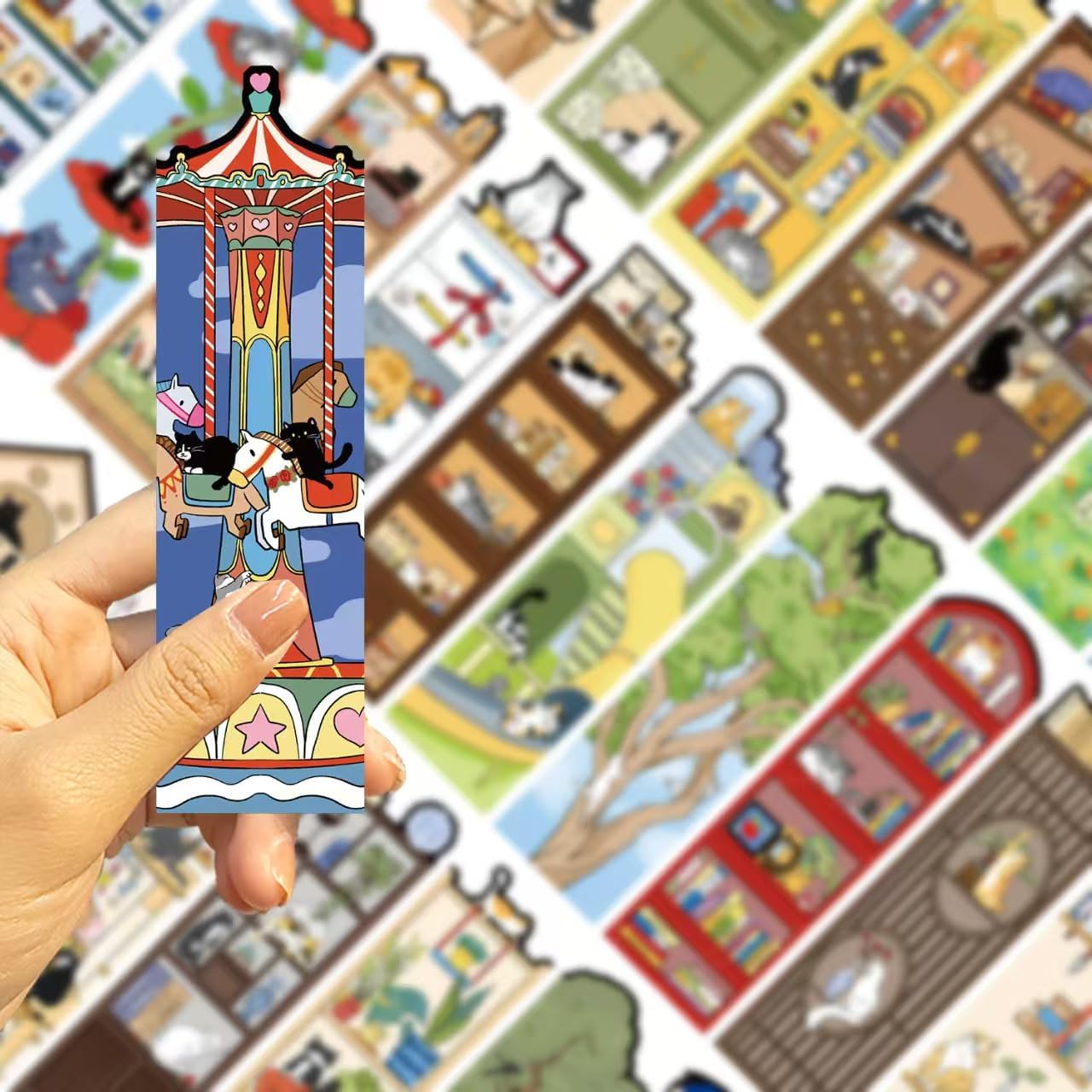 Detalle 2 de Cat book tracker bookmarks, paper
