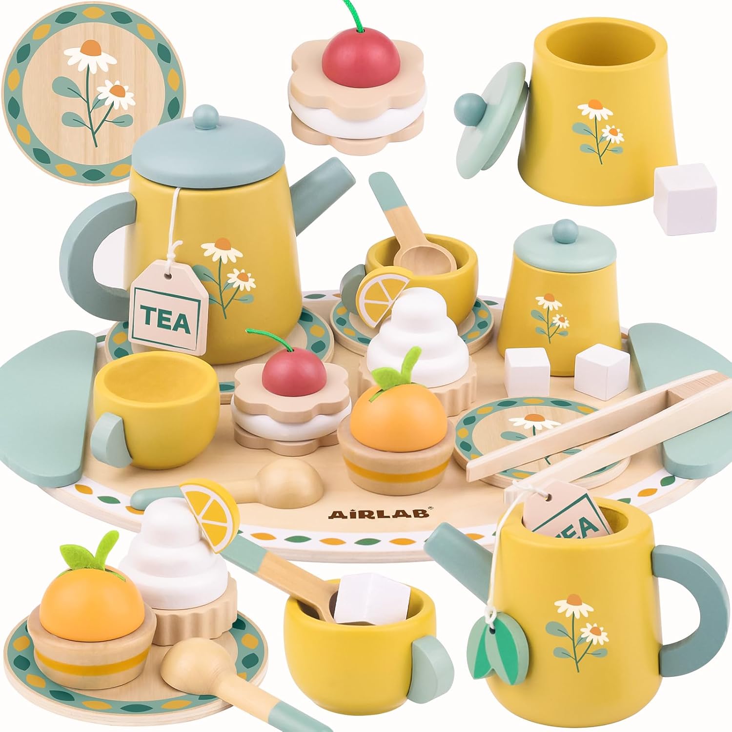 Wooden Tea Set for Toddlers 3-5