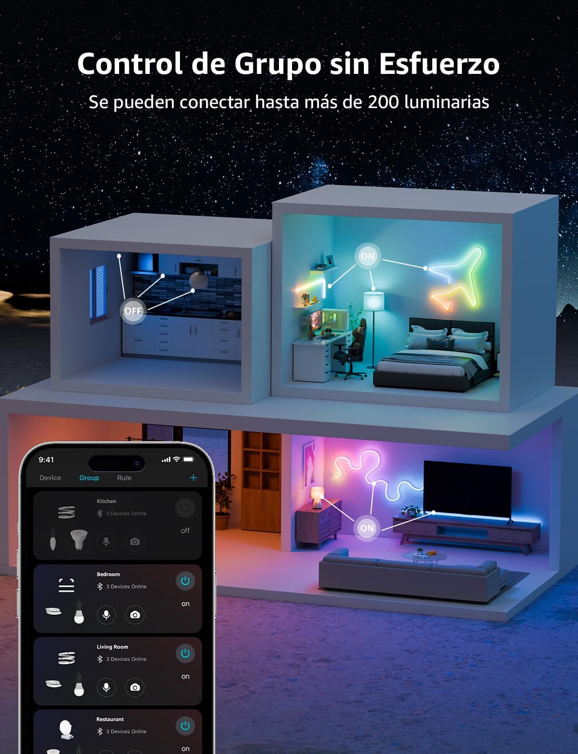 Thumbnail 7 de Lepro N1 AI Neon Tira LED 3 m 🌈 Control por Voz, IP65, Compatible Alexa