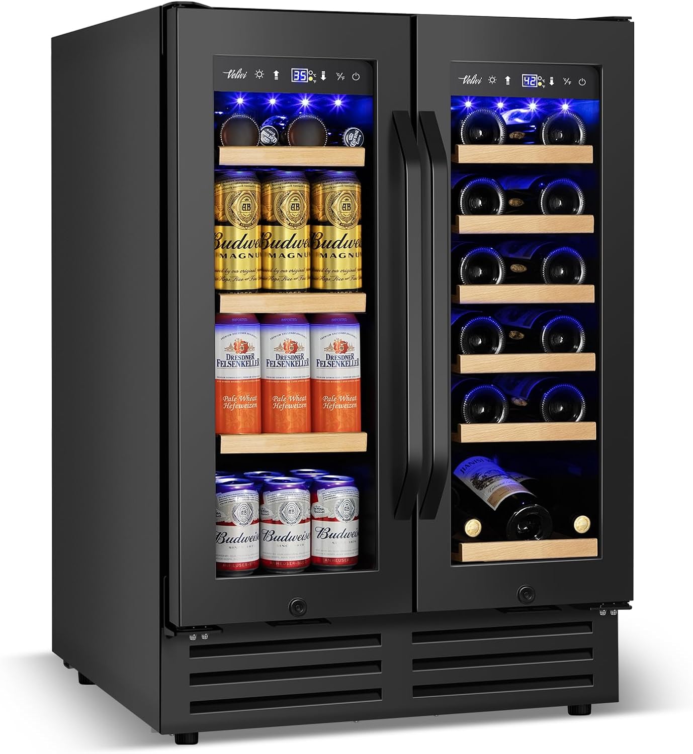 Detalle de Velivi KMYL120B 24-Inch Dual-Zone Wine and Beverage Refrigerator