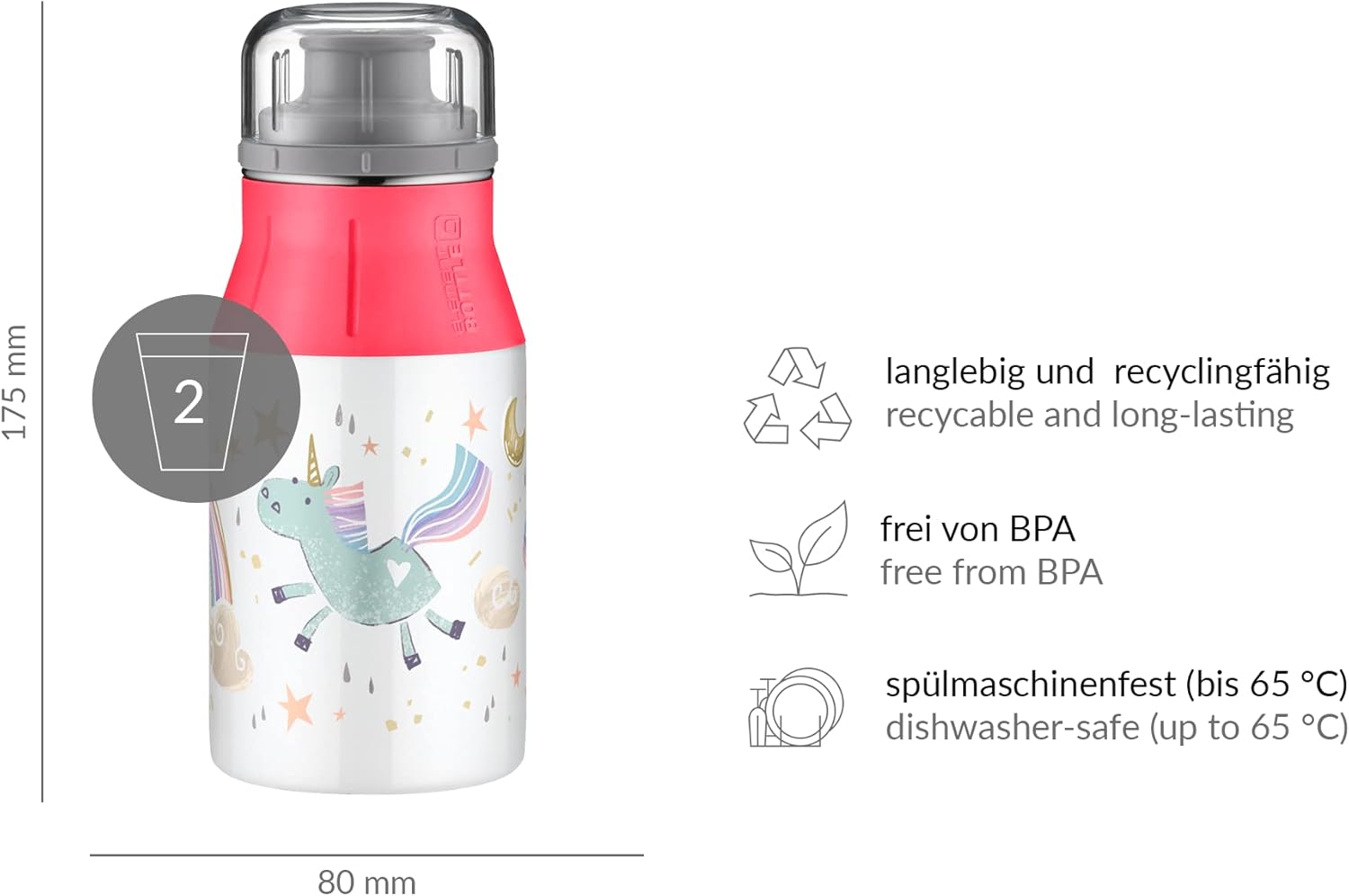 Thumbnail 5 de alfi KIDS BOTTLE 400ml Rainbow – Robuste Edelstahl-Trinkflasche für Kinder