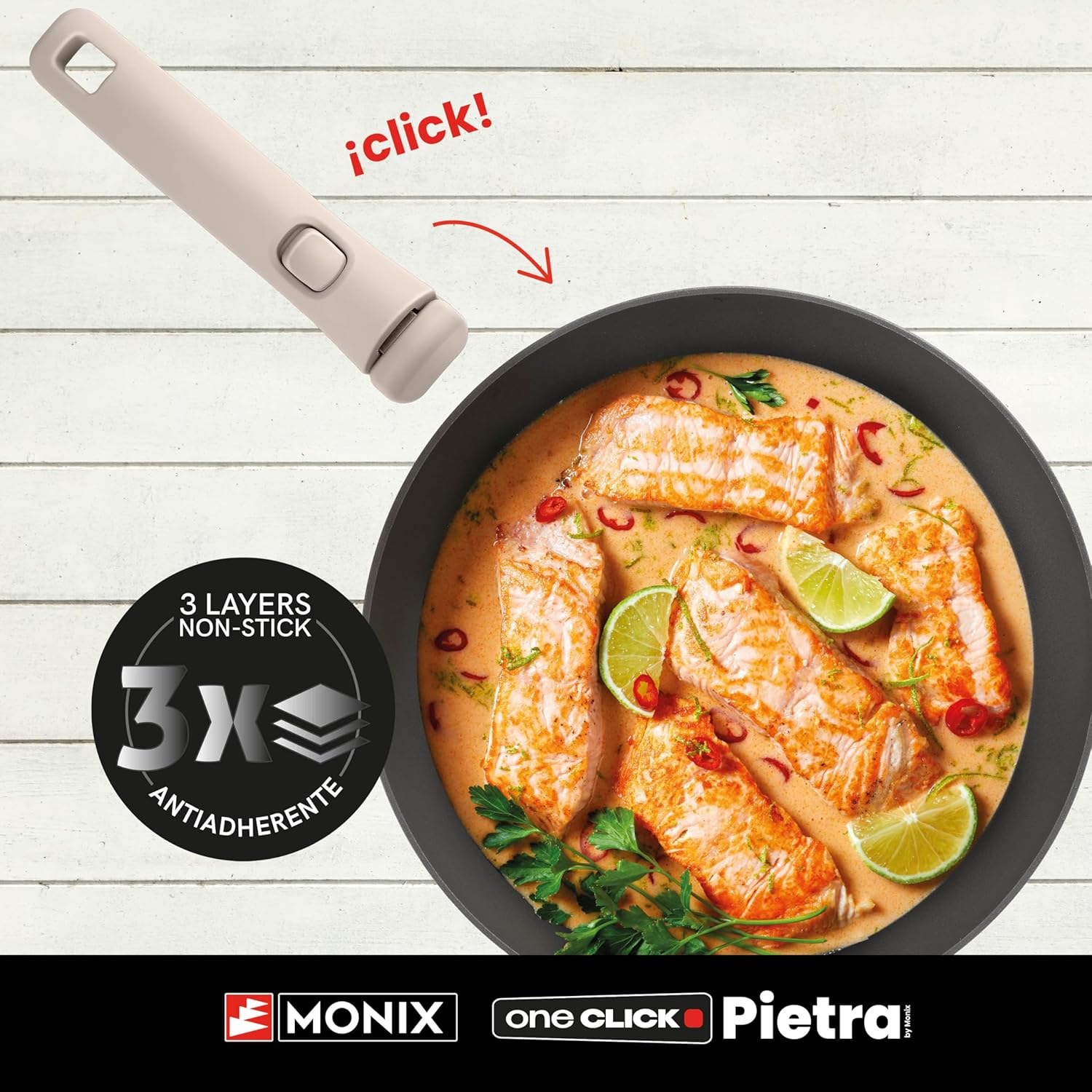 Thumbnail 2 de Monix One Click Pietra — Set 3 sartenes 20/24/26 cm