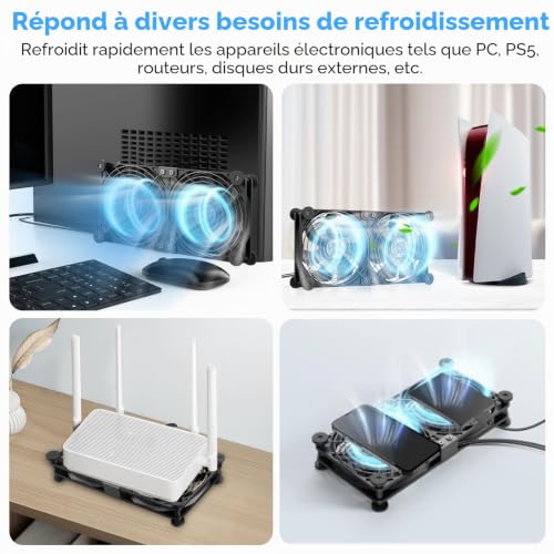 Thumbnail 7 de ELUTENG Ventilateur USB 2 en 1 140 mm avec contrôleur de température numérique – double rangée, 3 vitesses