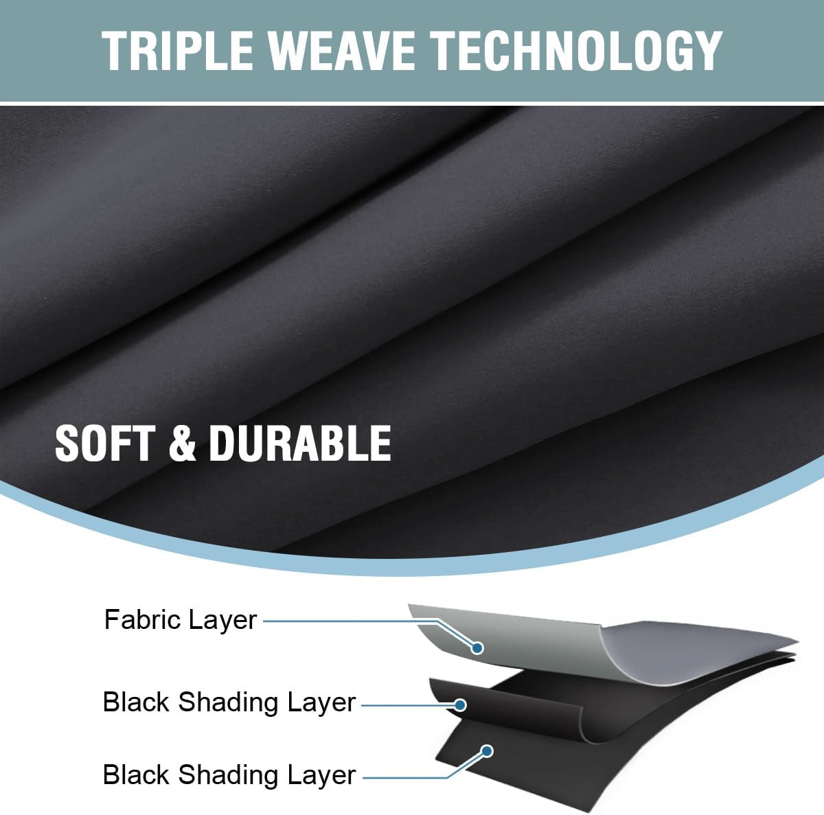 Thumbnail 2 de BellaHills 100% Blackout Thermal Insulated Eyelet Curtains (2 Panels) – Charcoal Grey, 46 x 54 Inch