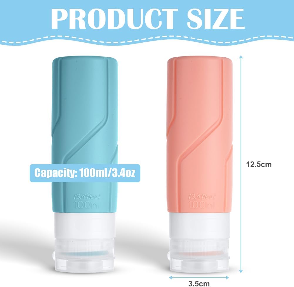 Thumbnail 1 de OSDUE siliconen reisflessen, 4 x 100 ml met brede opening