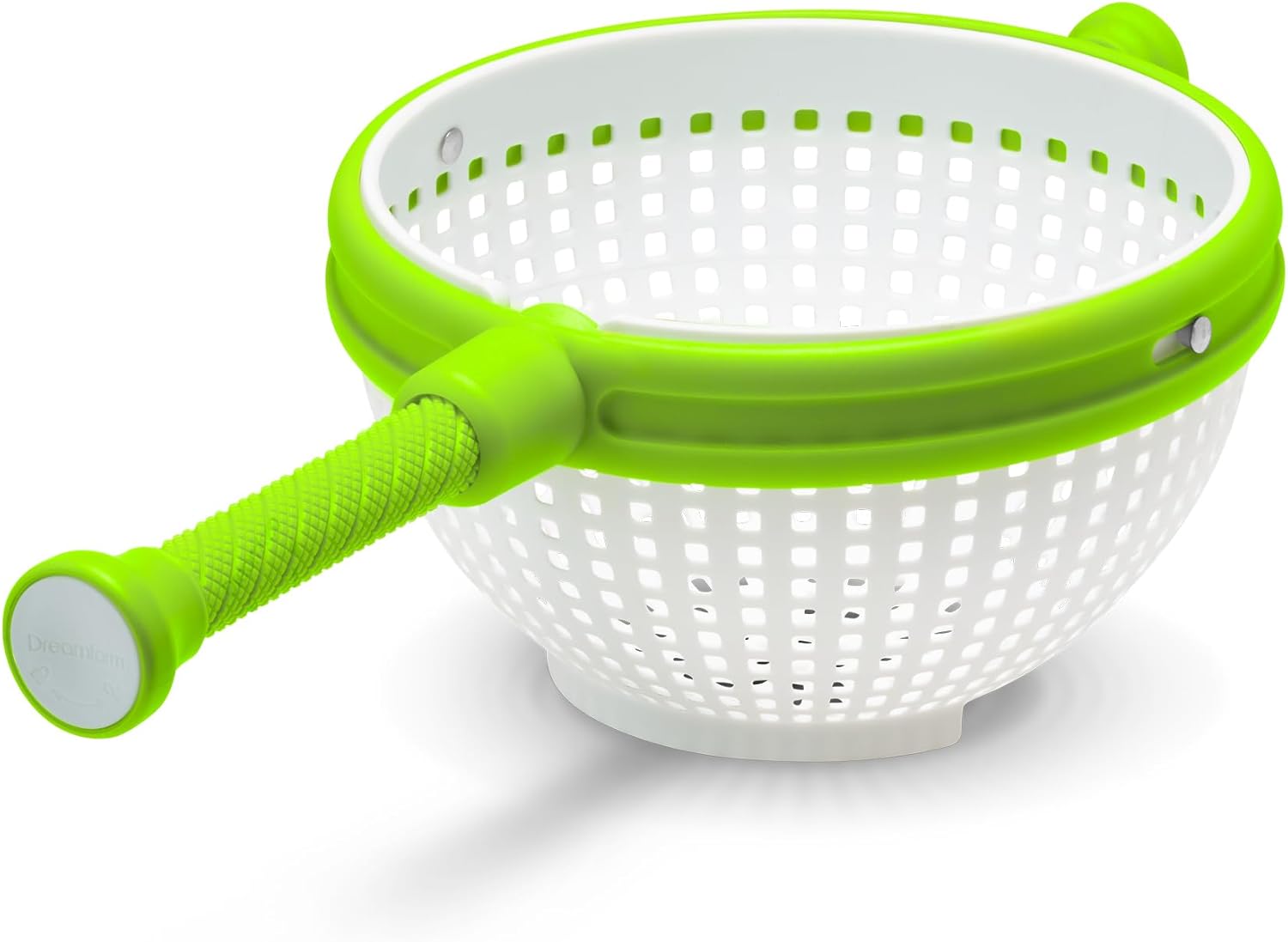 Detalle de Dreamfarm Spina 2-in-1: Collapsible Salad Spinner & Straining Colander (3 Quart) in White/Green