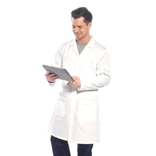 Detalle de Portwest Hygiene & Warehouse Coat à Poches Multiples, Ventilé, Blanc, Medium – Ref 2852MED