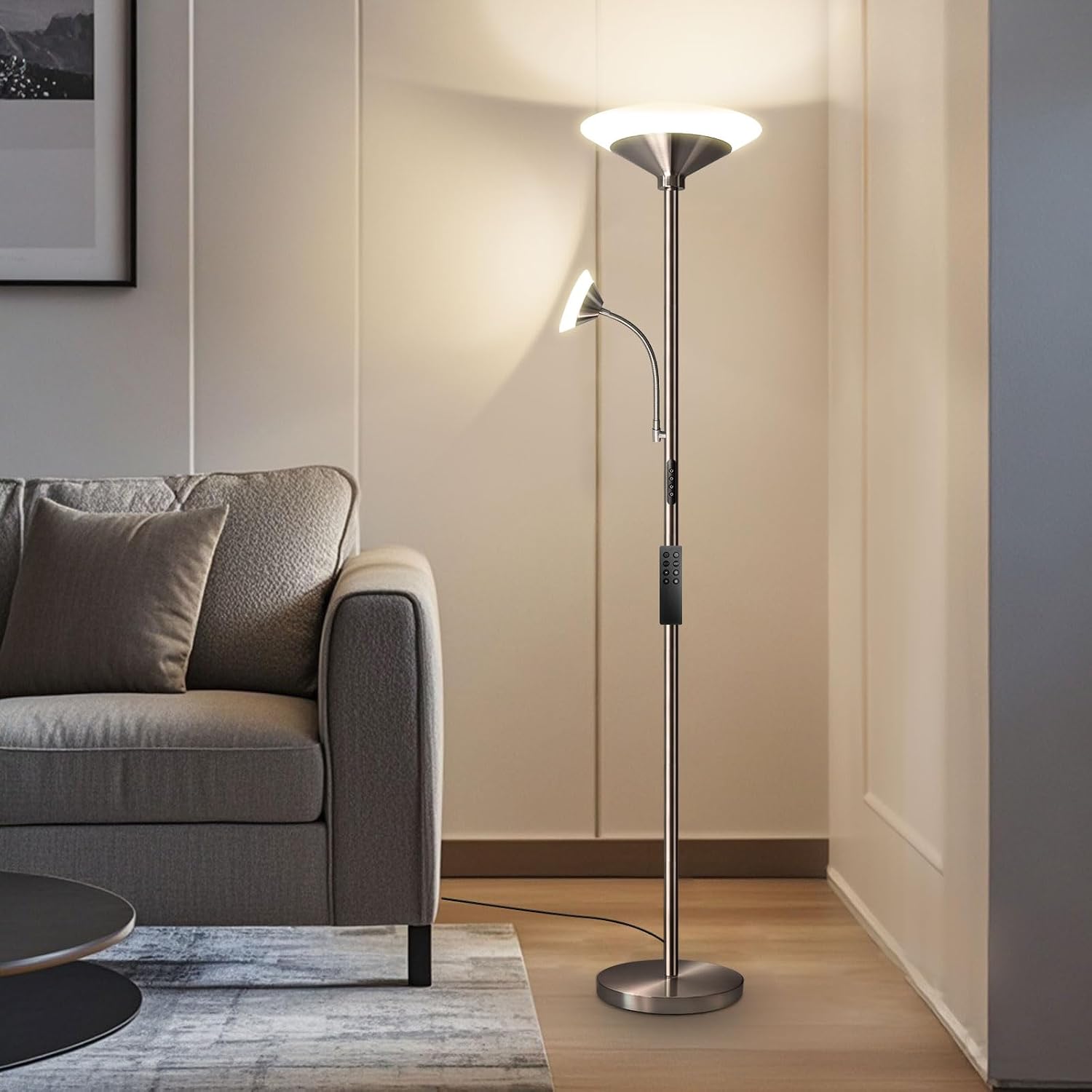 Thumbnail 6 de BBHome Stehlampe Wohnzimmer LED – 27W Deckenfluter mit 6W Leselampe, dimmbar (3000–6500 K) und Fernbedienung