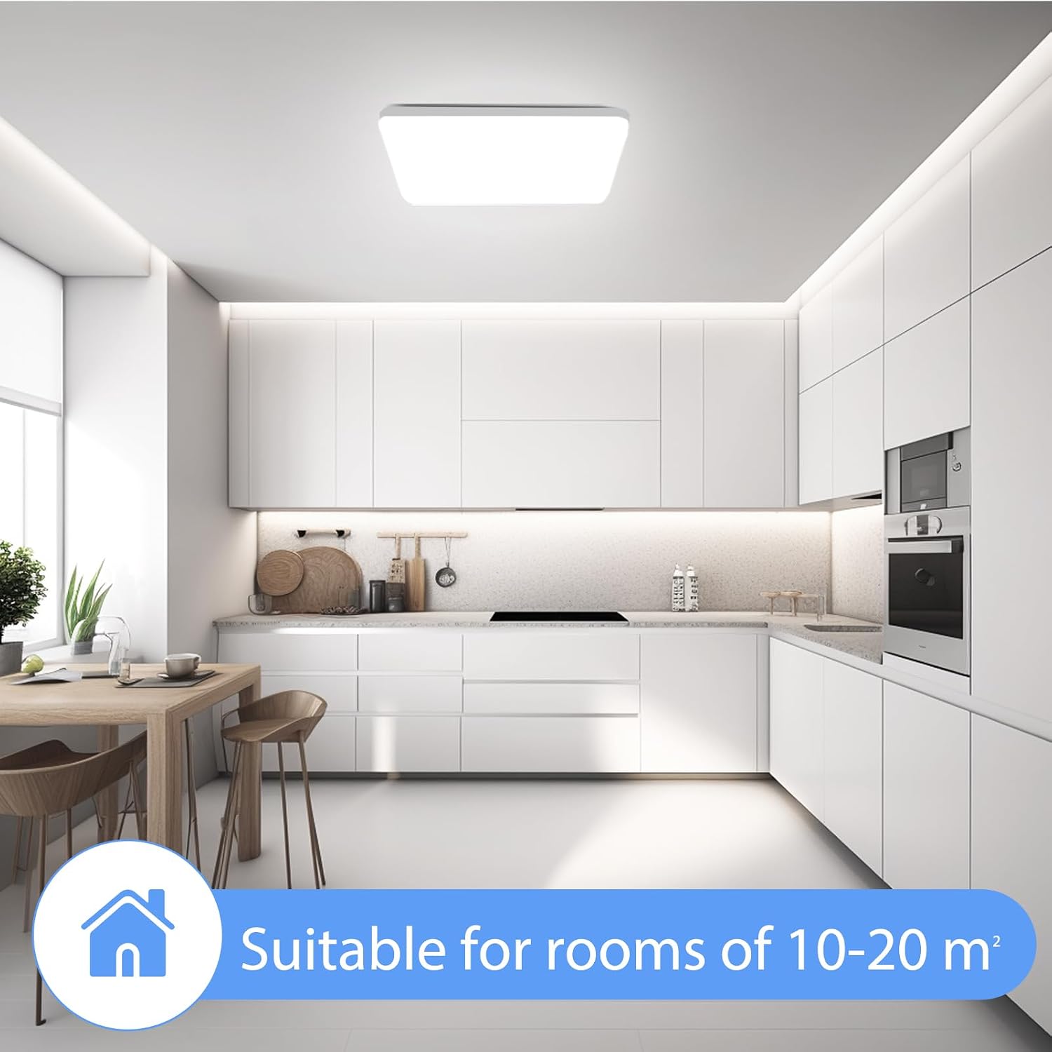 Detalle 2 de OUILA Plafón LED Techo 20W 2000LM 6500K IP44 – Lúmina fría, diseño cuadrado ultra delgado
