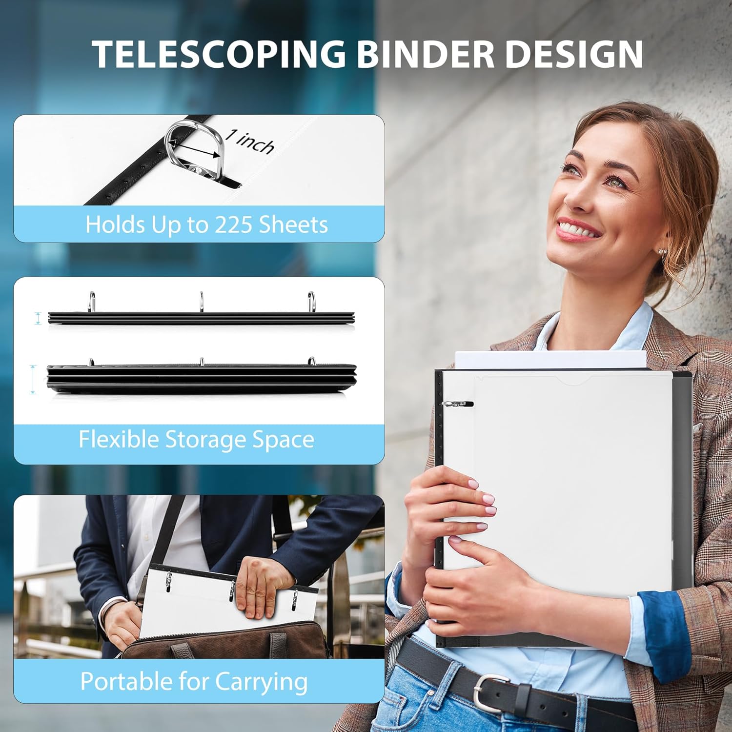 Thumbnail 1 de WOT I 1-Inch Telescoping 3-Ring Binder 225 Sheets 📚