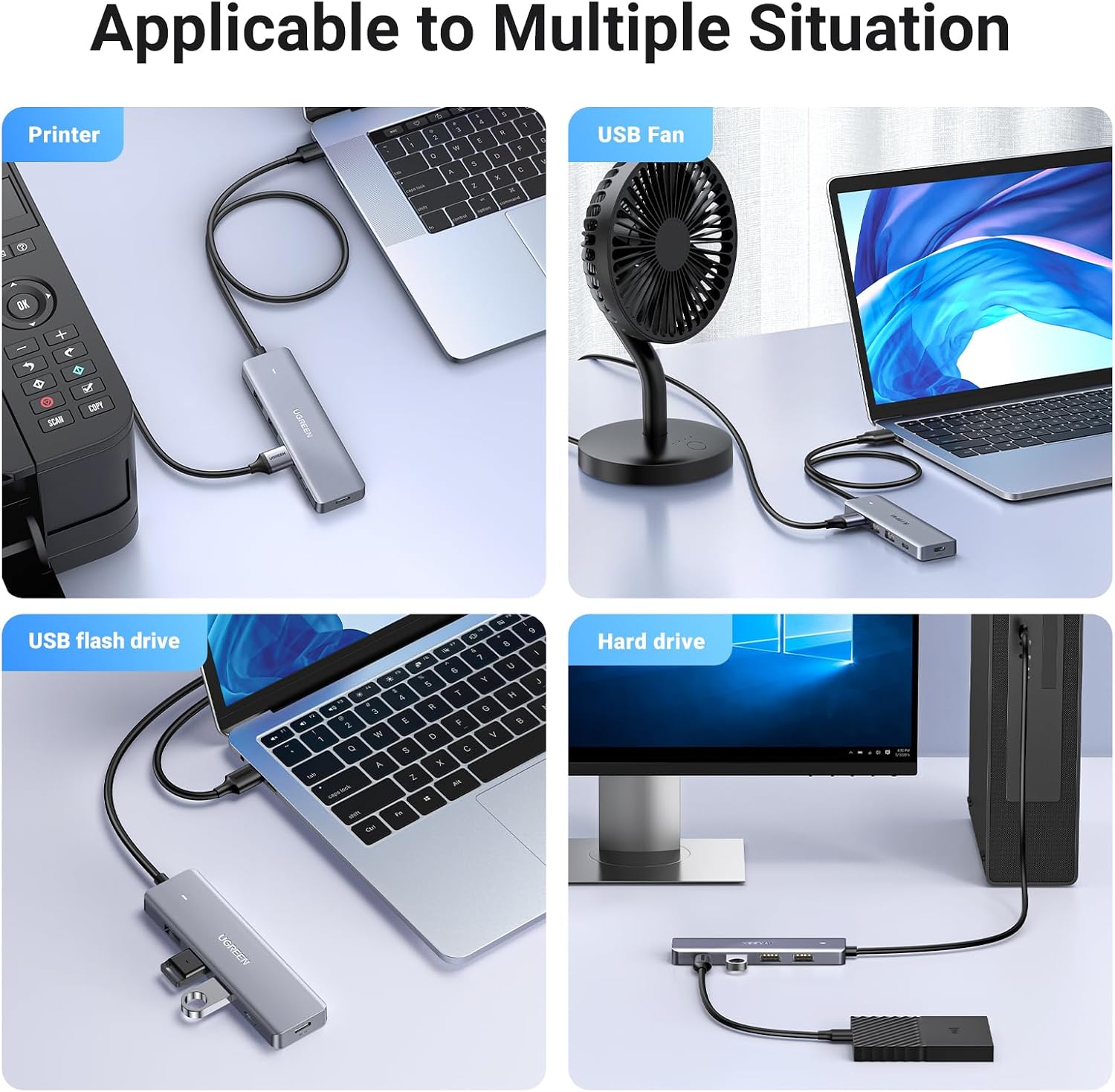 Detalle 2 de UGREEN USB hub 0.6m cable