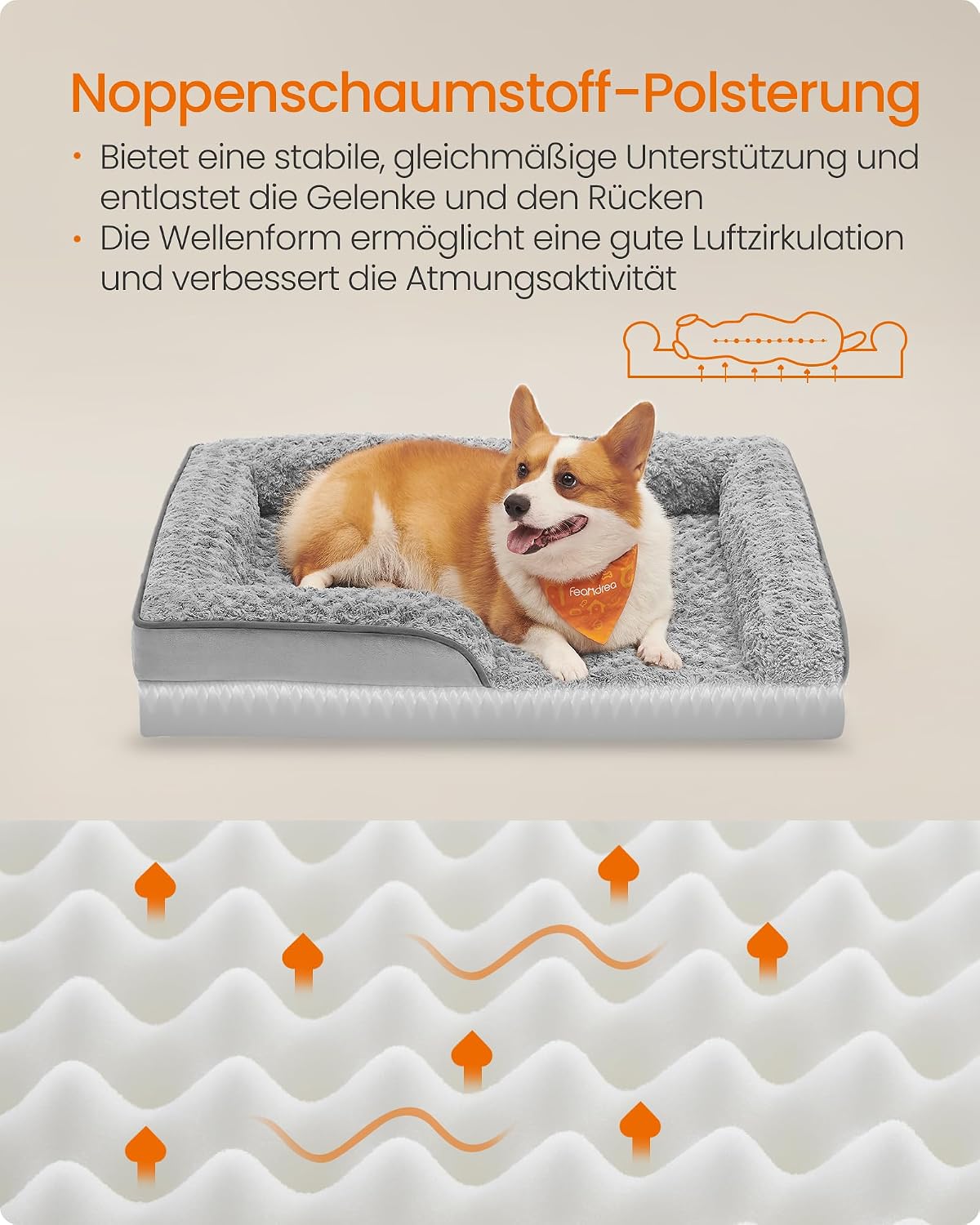 Detalle de Feandrea Orthopädisches Hundebett 91 x 68 cm