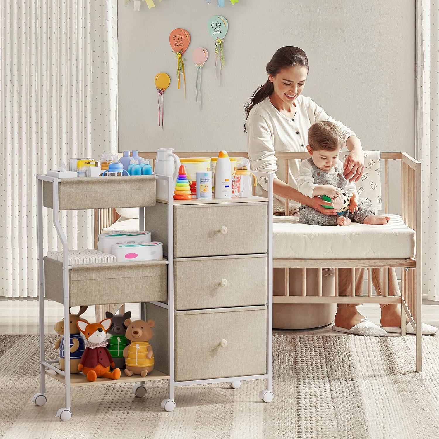 Thumbnail 2 de Modanais 3-Tier Baby Organizer Cart with Drawers