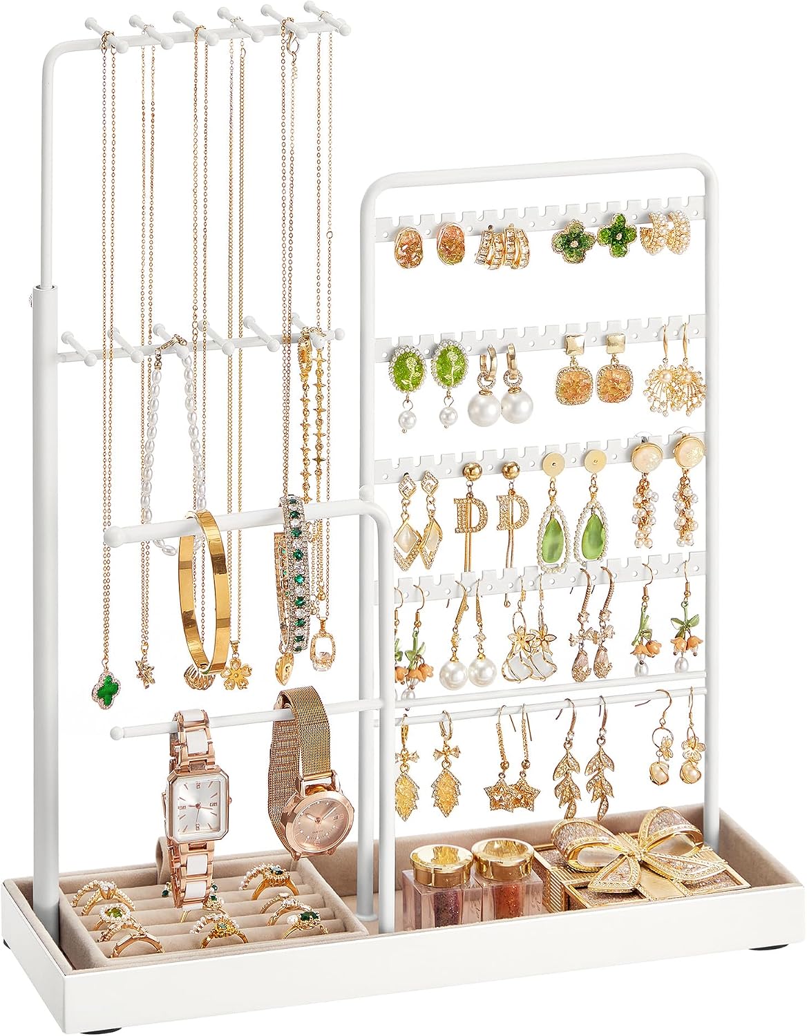 Detalle de SONGMICS CAELEY JJS026W01 Adjustable Jewellery Stand with Velvet-Lined Tray