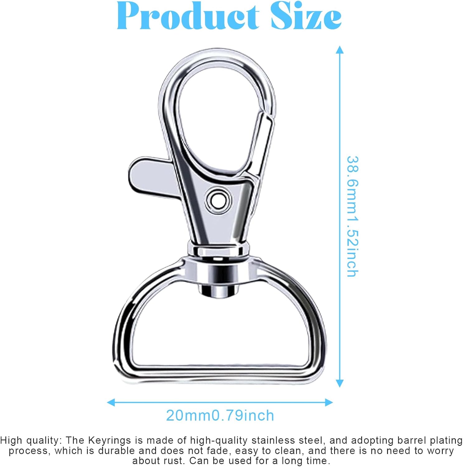Detalle 2 de Melofo 100 Pcs Swivel Clasp Keyrings 3/4 inch