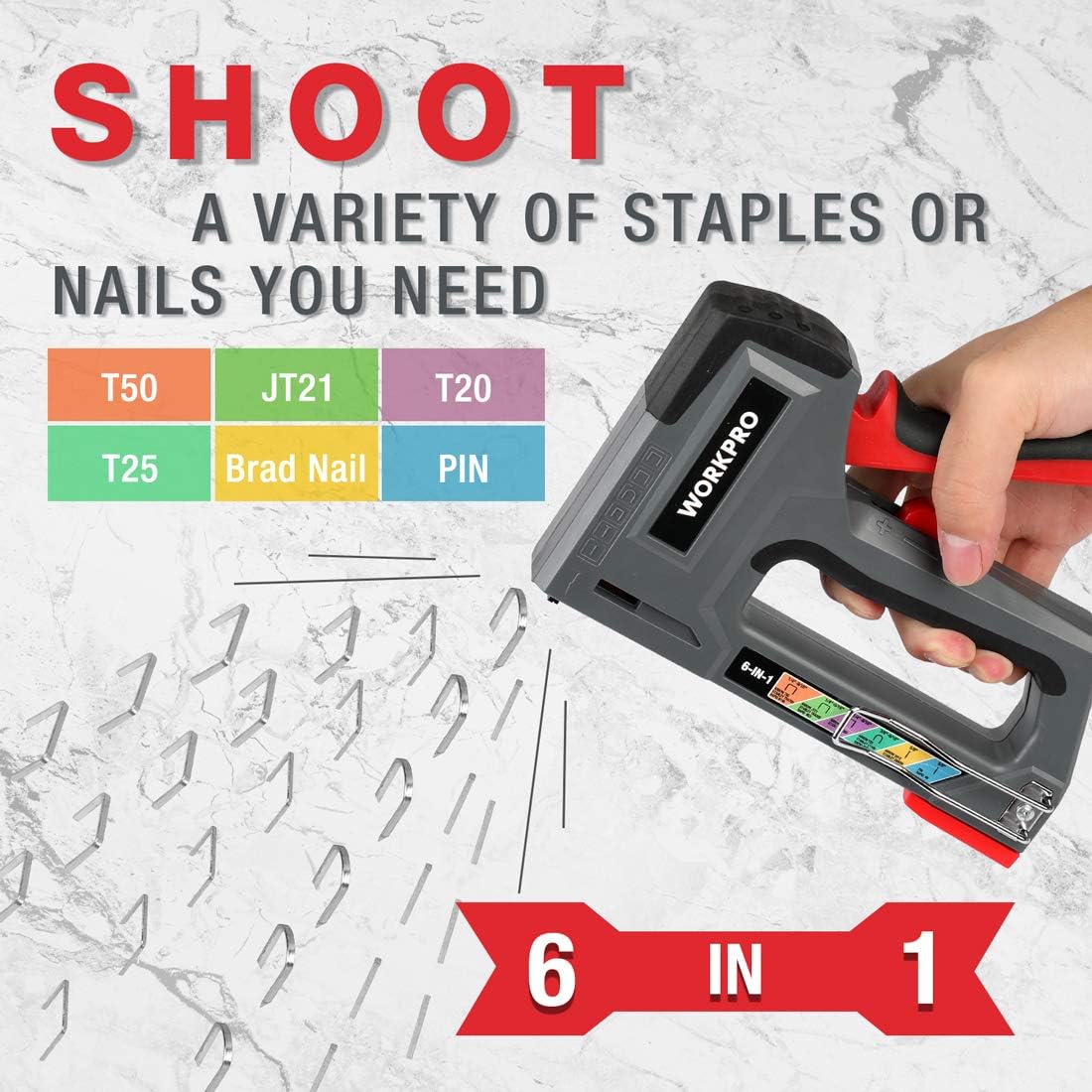 Detalle 2 de WORKPRO 6-in-1 Wall Stapler 4000 Staples